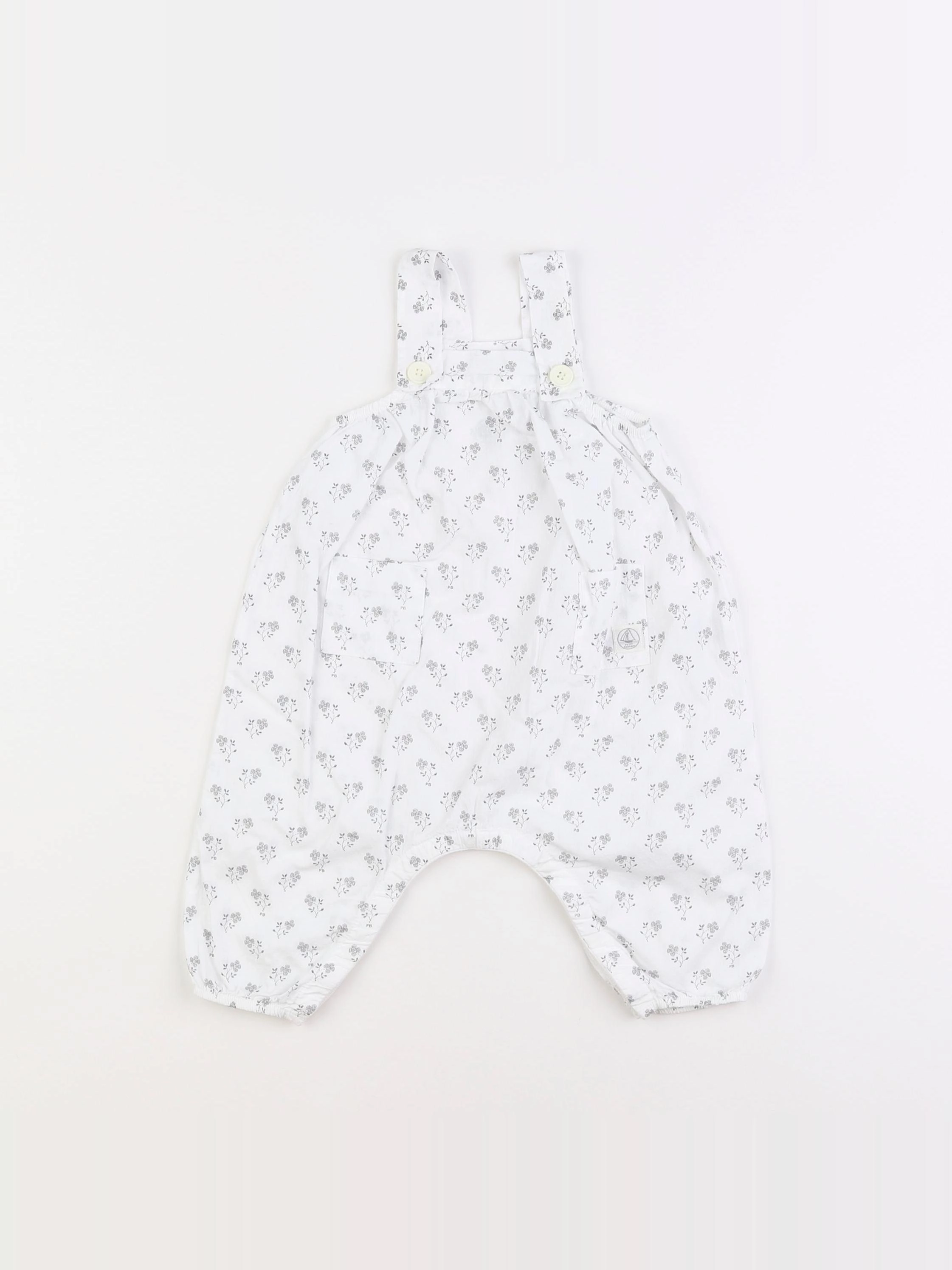 Petit Bateau - salopette blanc - 6 mois