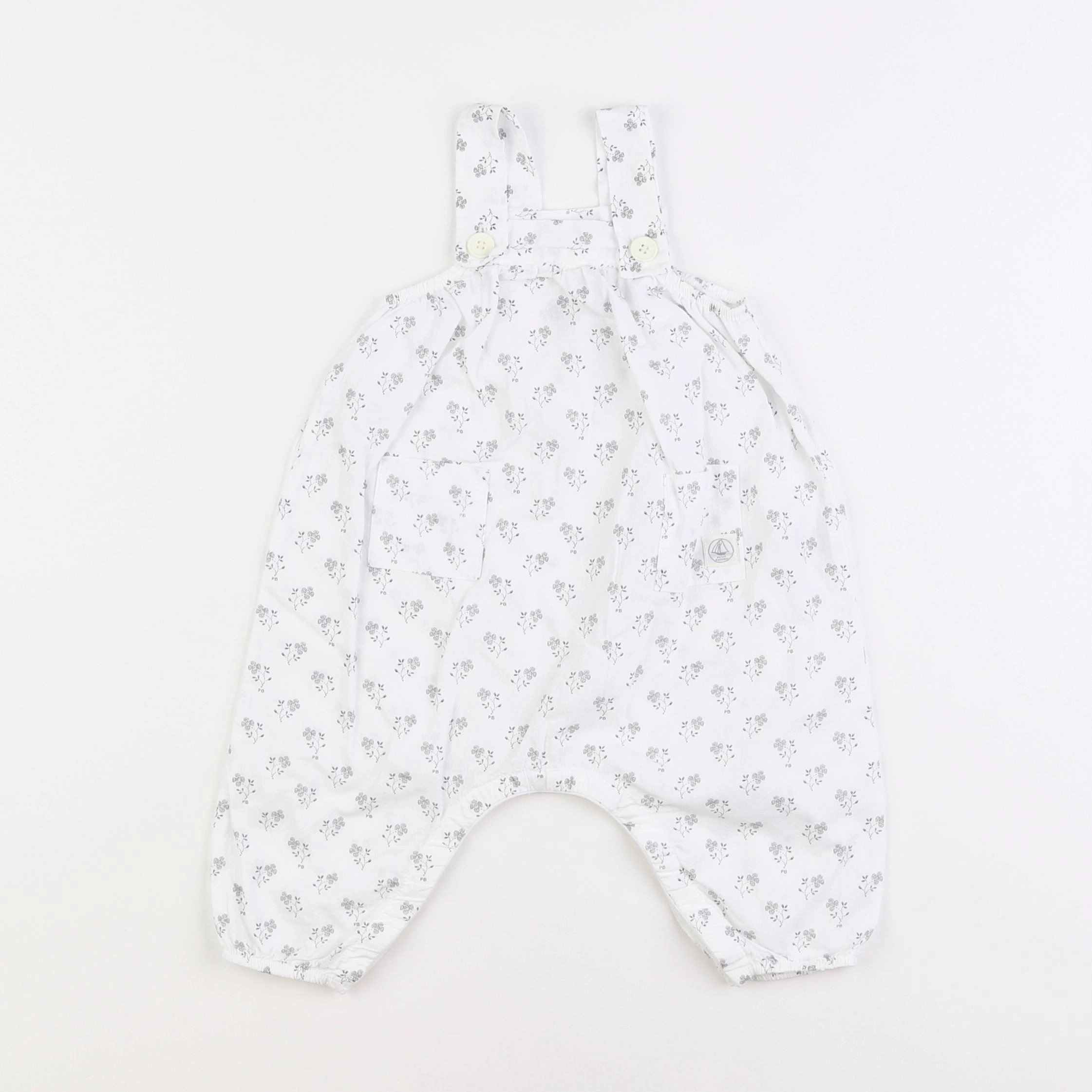 Petit Bateau - salopette blanc - 6 mois