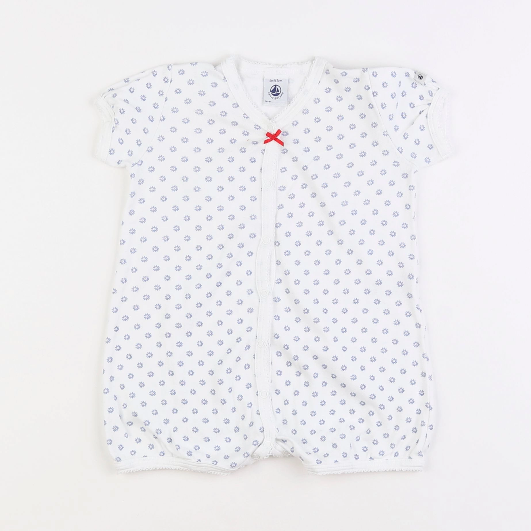 Petit Bateau - pyjama coton blanc, bleu - 6 mois