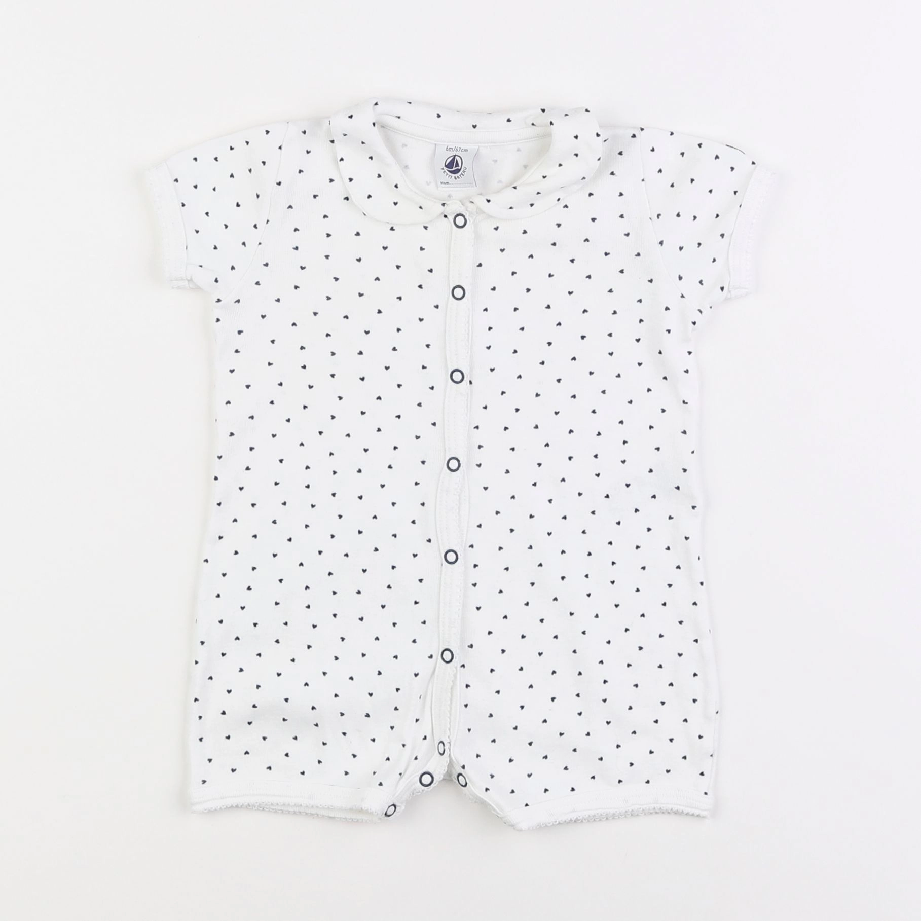 Petit Bateau - pyjama coton blanc, bleu - 6 mois