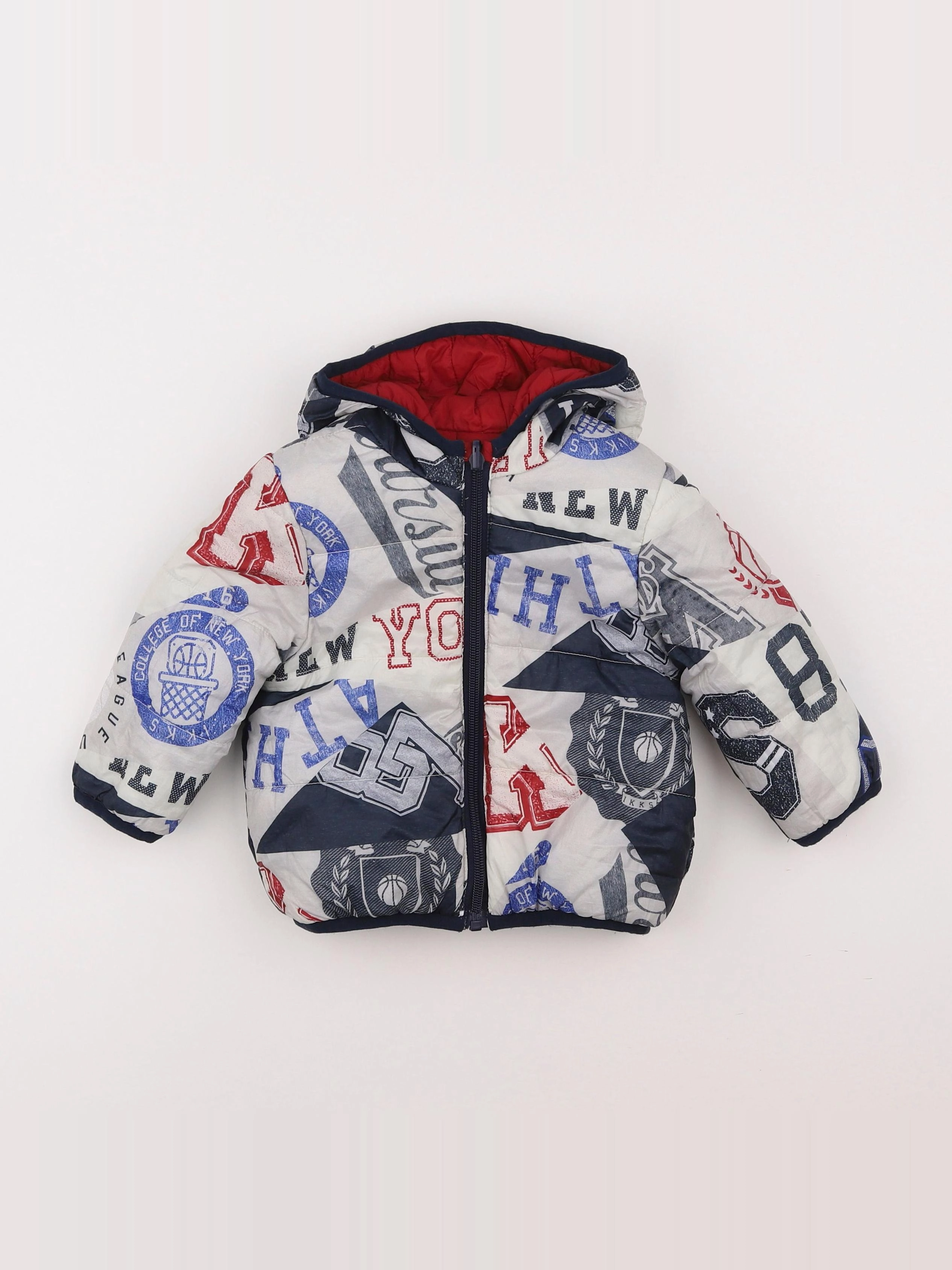 IKKS - doudoune réversible bleu, blanc, rouge - 18 mois