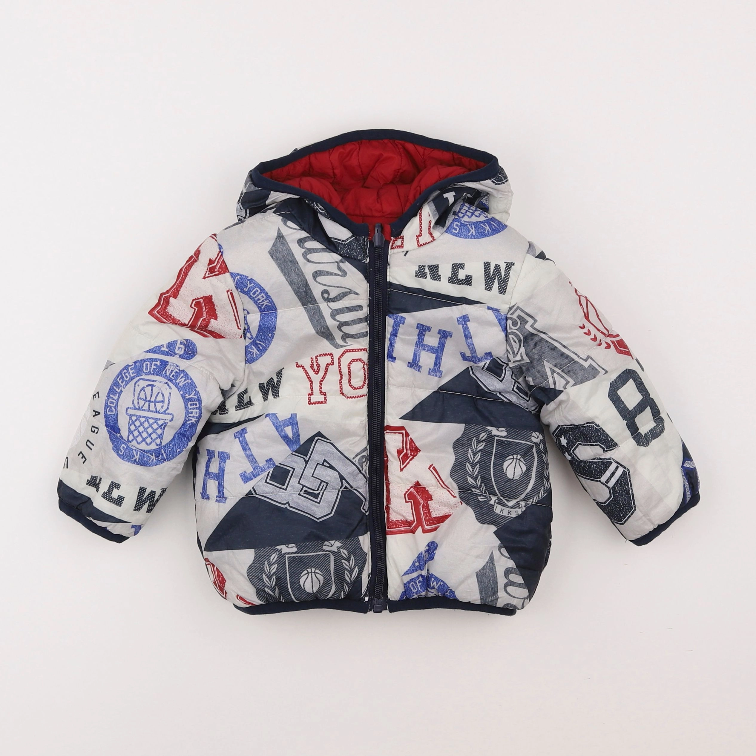 IKKS - doudoune réversible bleu, blanc, rouge - 18 mois