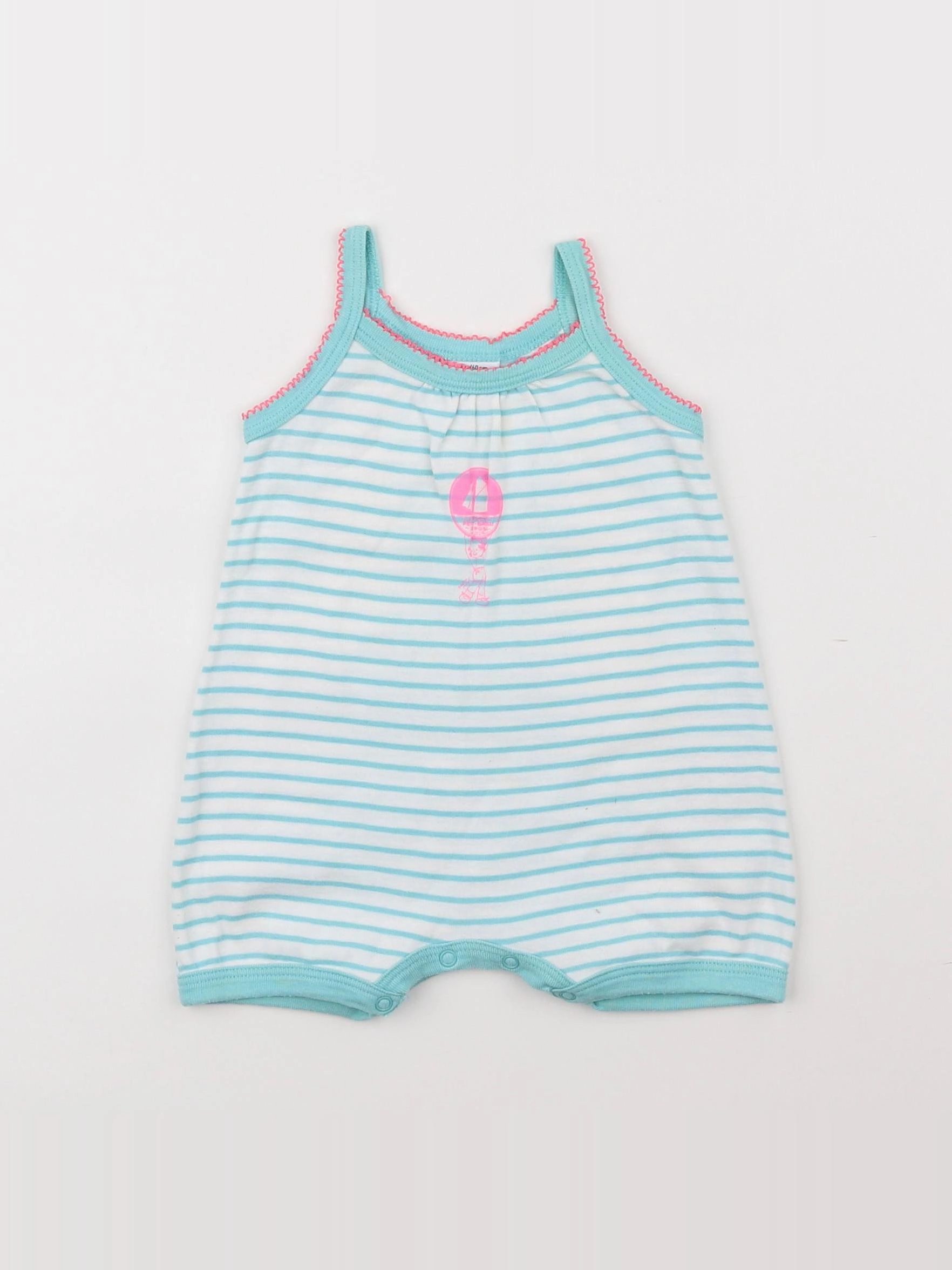 Petit Bateau - pyjama coton blanc, bleu - 3 mois