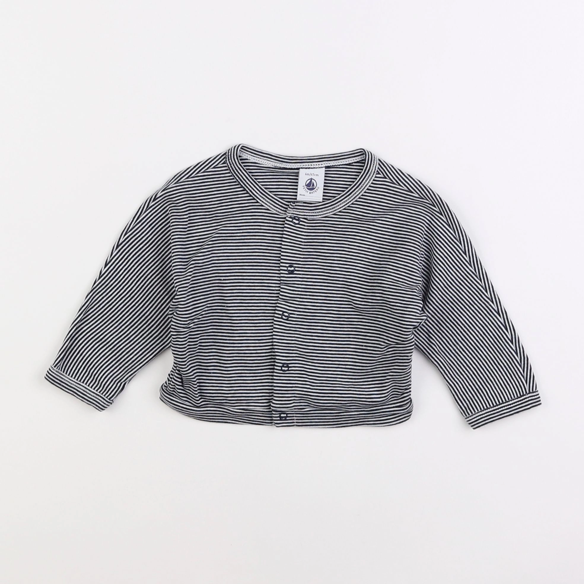 Petit Bateau - tee-shirt bleu - 6 mois