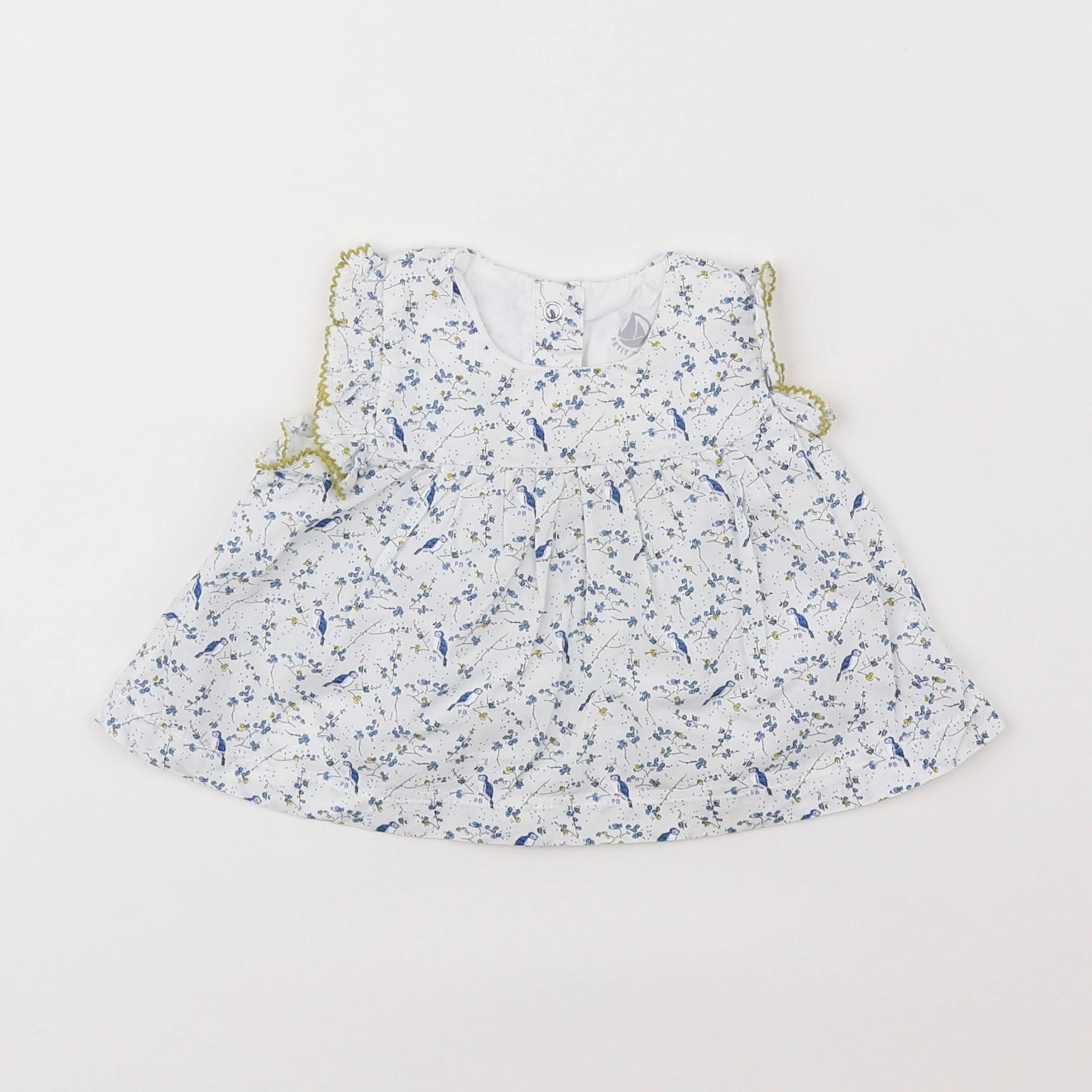 Petit Bateau - blouse blanc, bleu - 3 mois