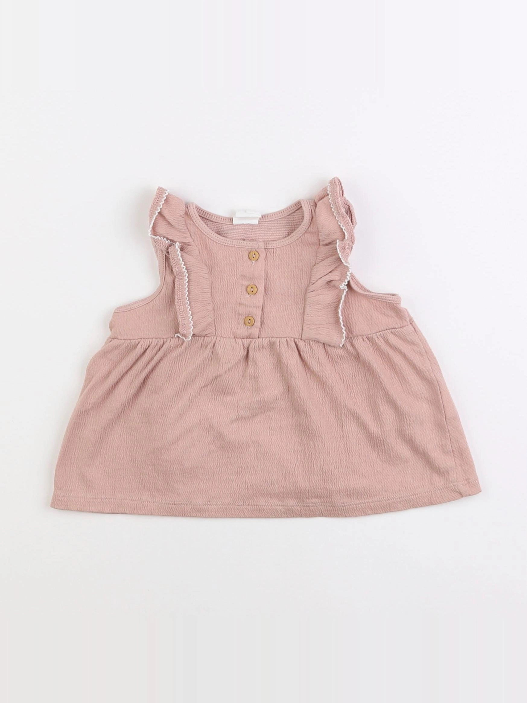 H&M - débardeur rose - 6/9 mois