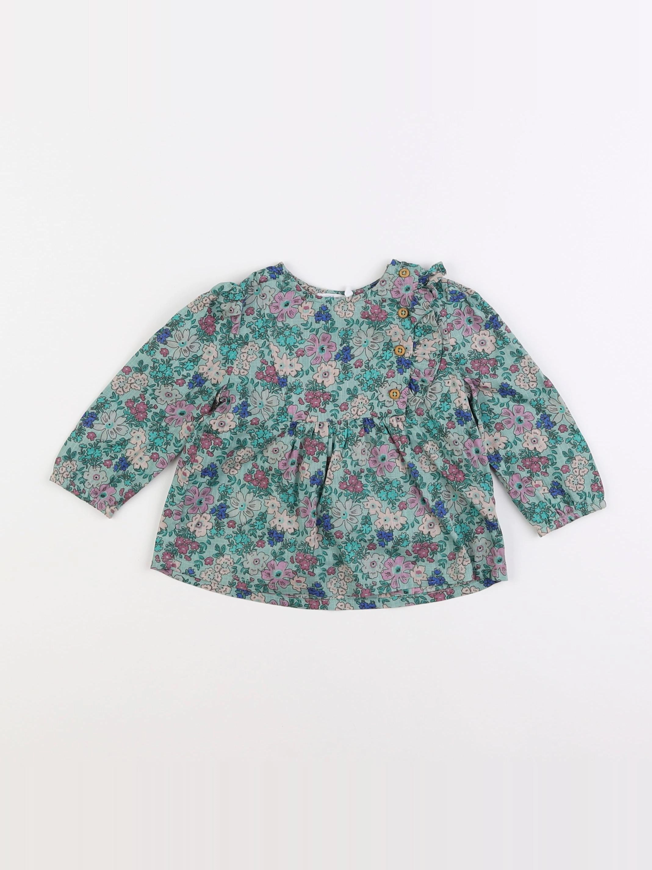 Boutchou - blouse vert - 6 mois
