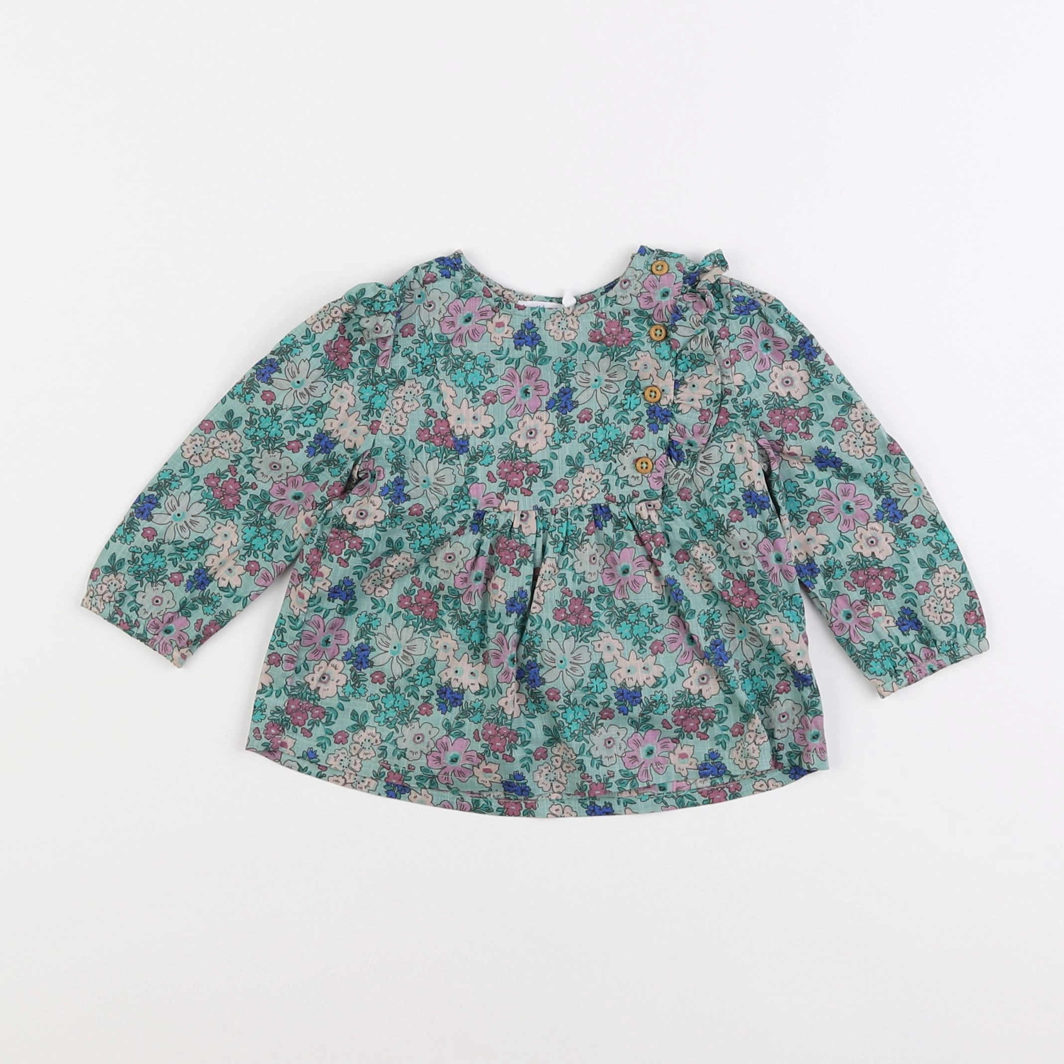 Boutchou - blouse vert - 6 mois