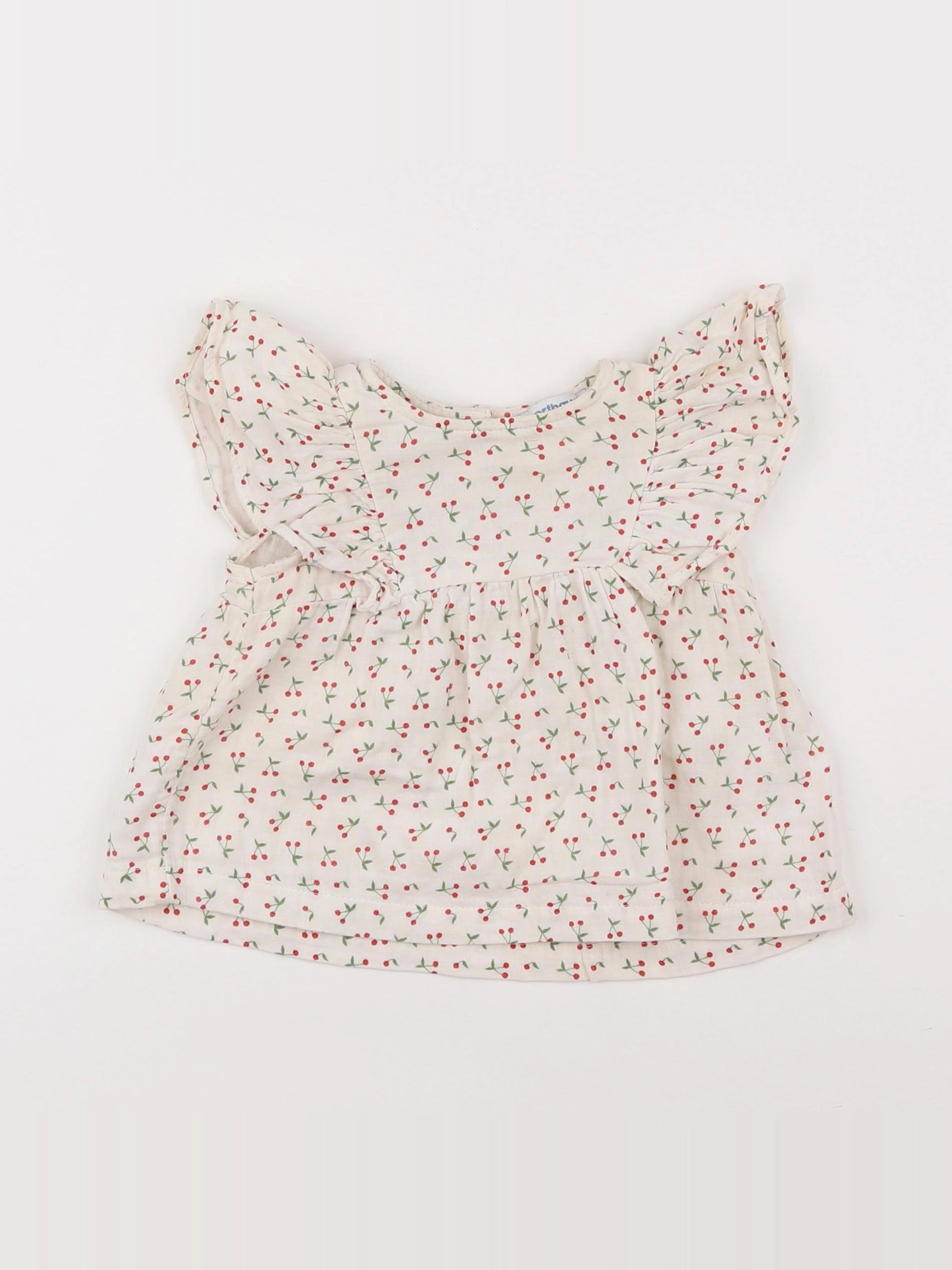 Vertbaudet - blouse blanc, rouge - 9 mois