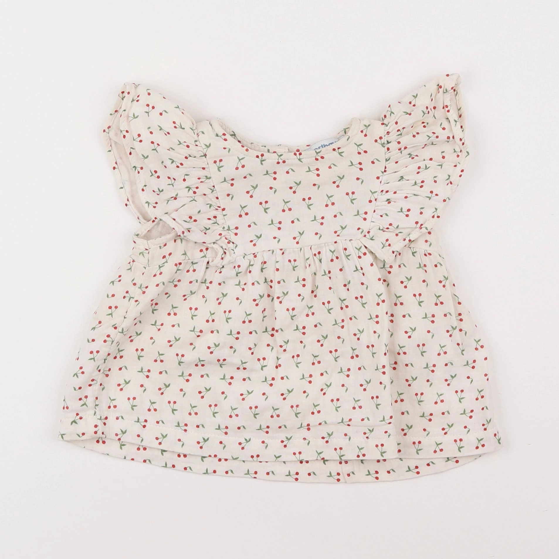 Vertbaudet - blouse blanc, rouge - 9 mois