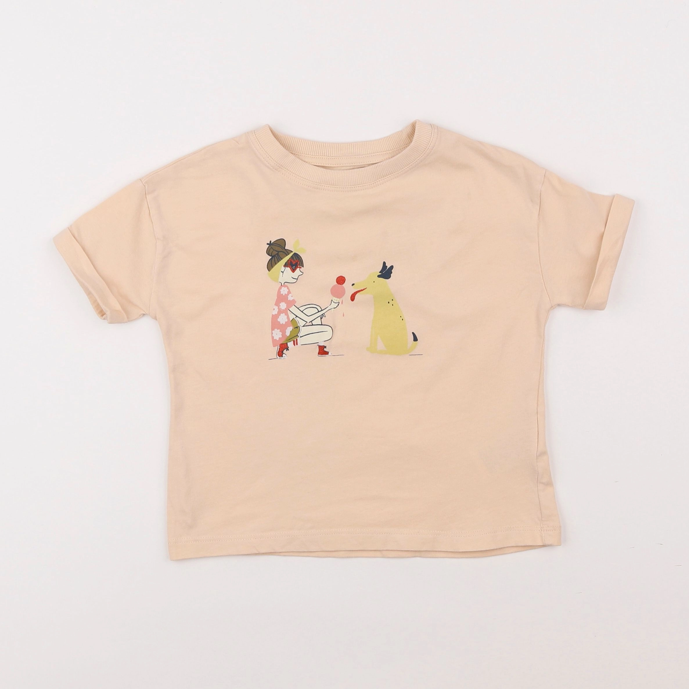 Vertbaudet - tee-shirt beige - 4 ans