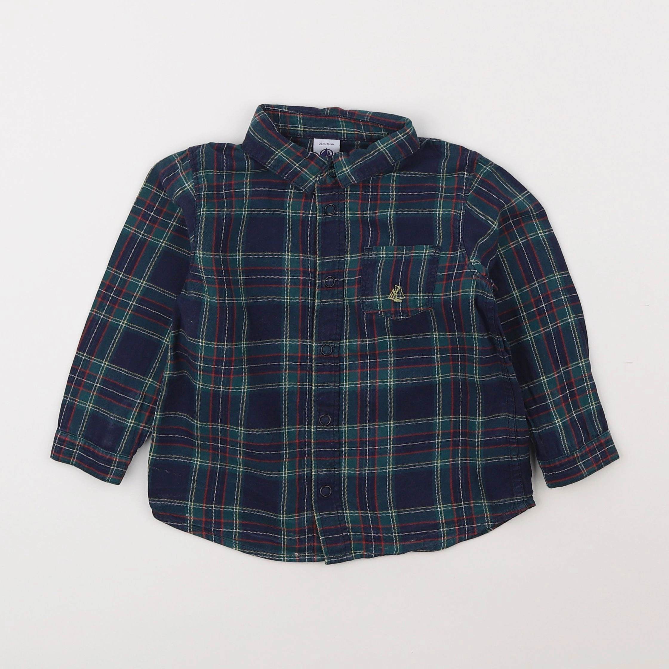 Petit Bateau - chemise multicolore - 2 ans