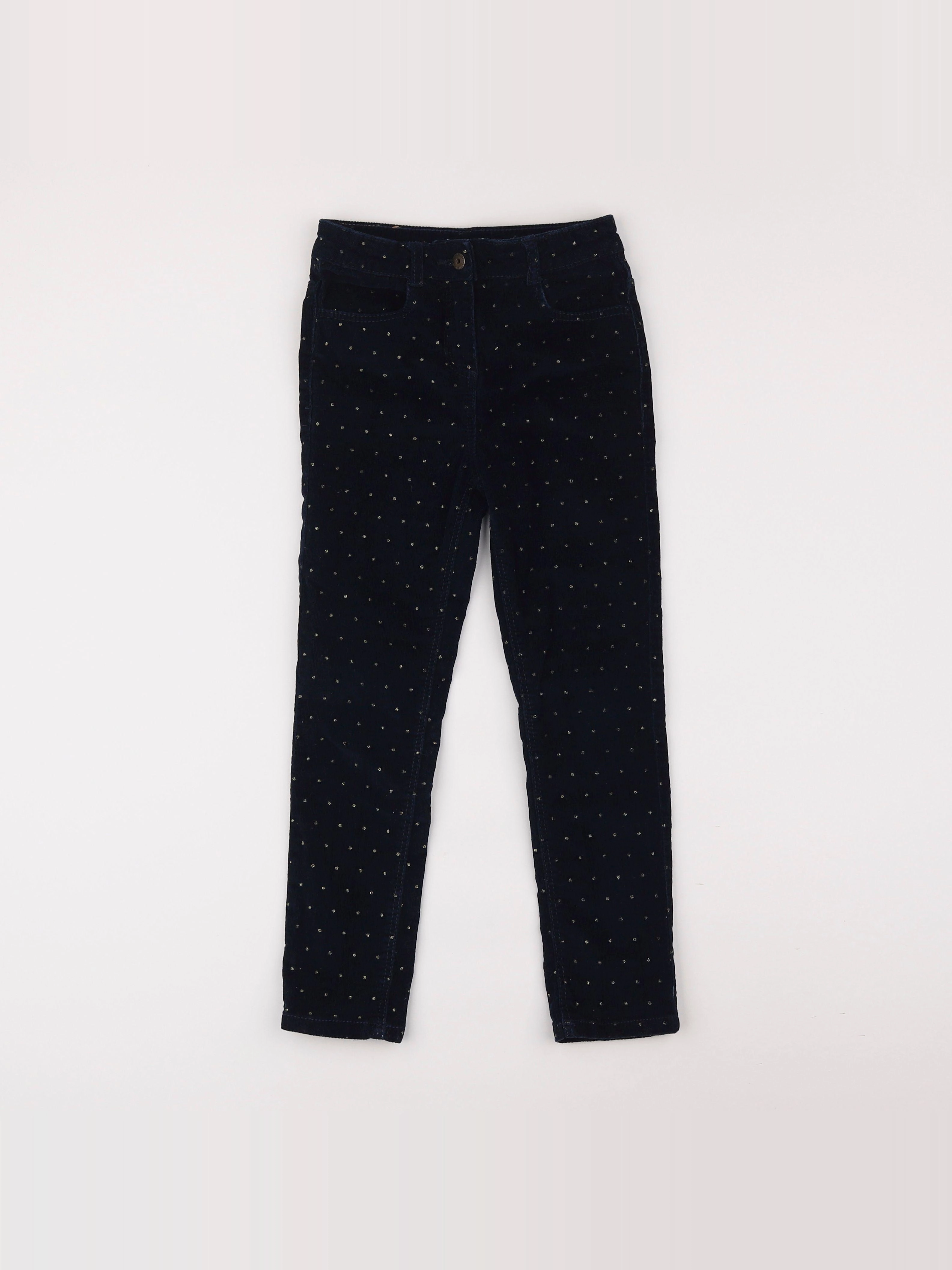 Vertbaudet - pantalon bleu, or - 7 ans