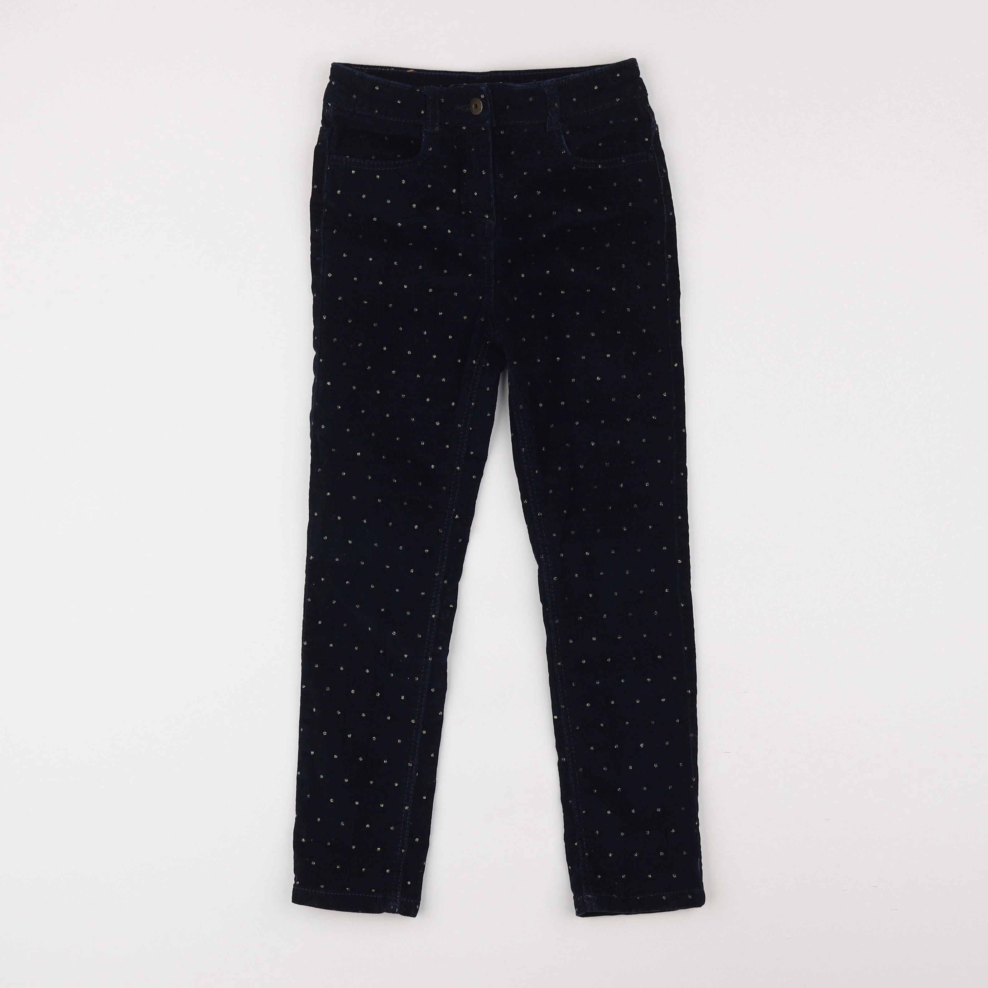 Vertbaudet - pantalon bleu, or - 7 ans