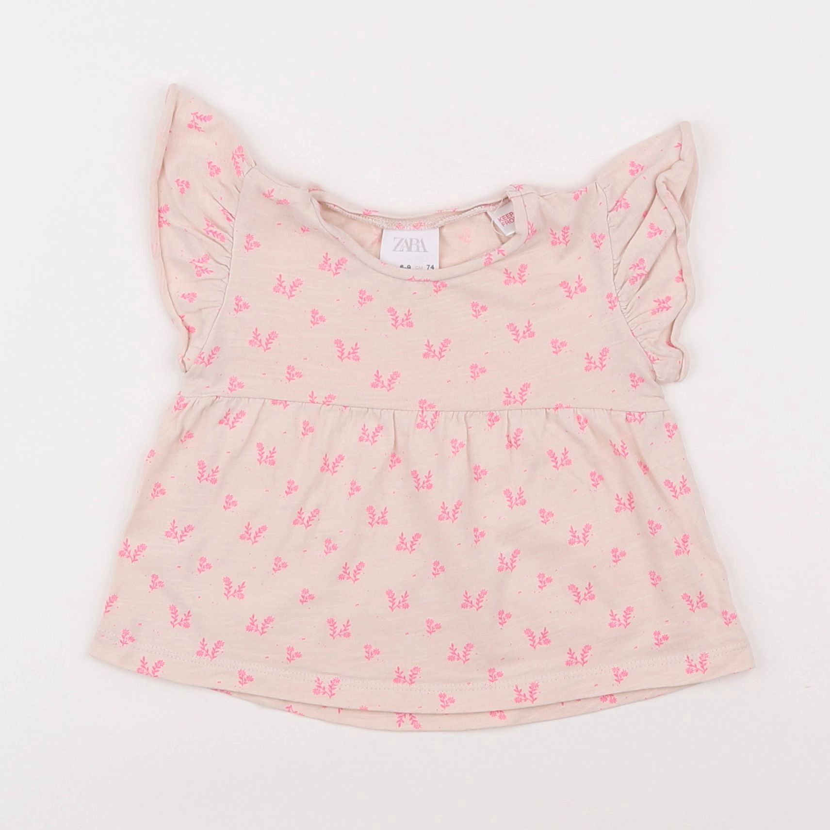 Zara - tee-shirt rose - 6/9 mois