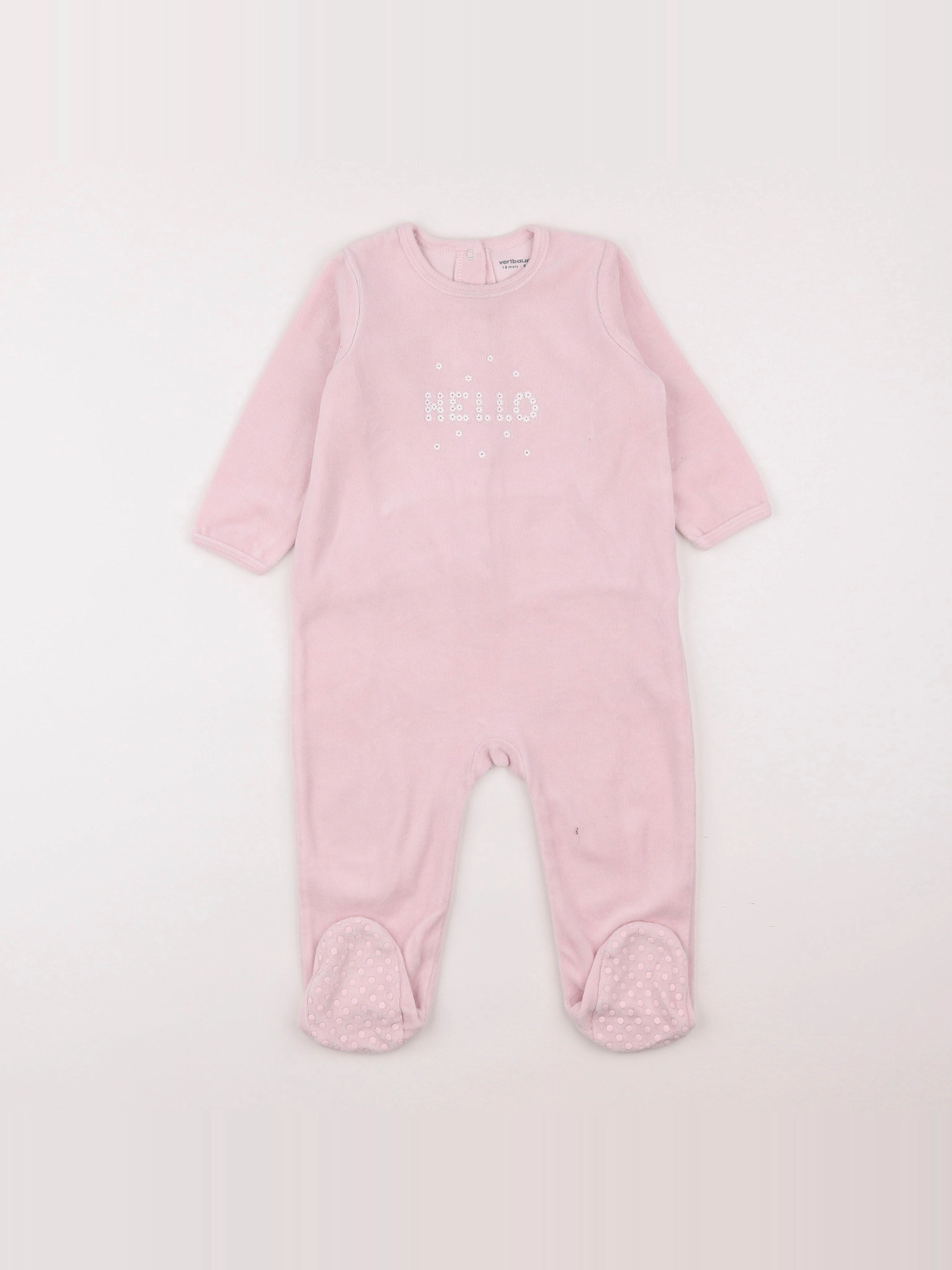 Vertbaudet - pyjama velours rose - 18 mois