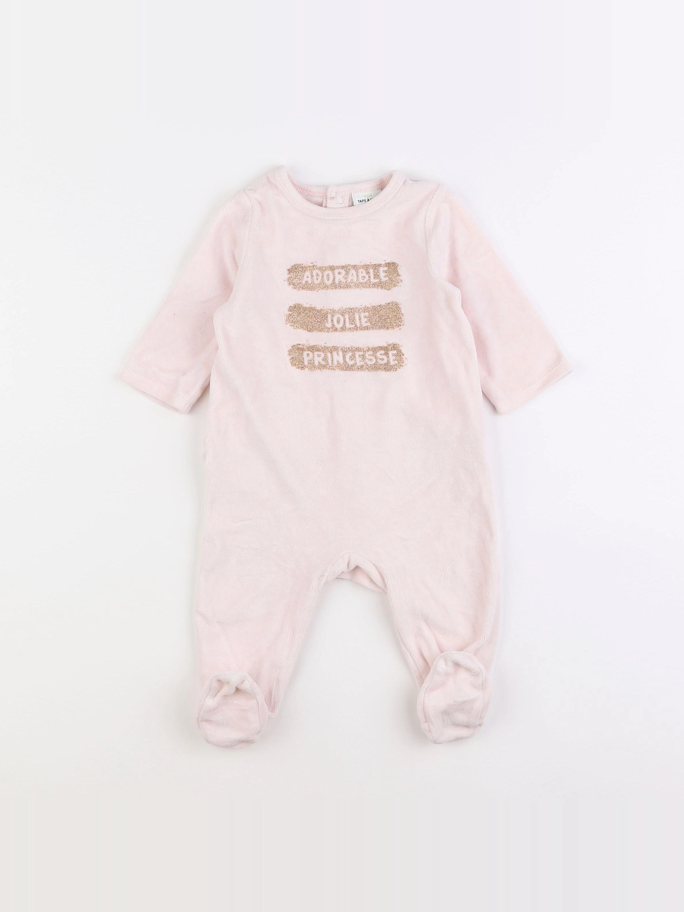 Tape à l'oeil - pyjama velours rose - 6 mois