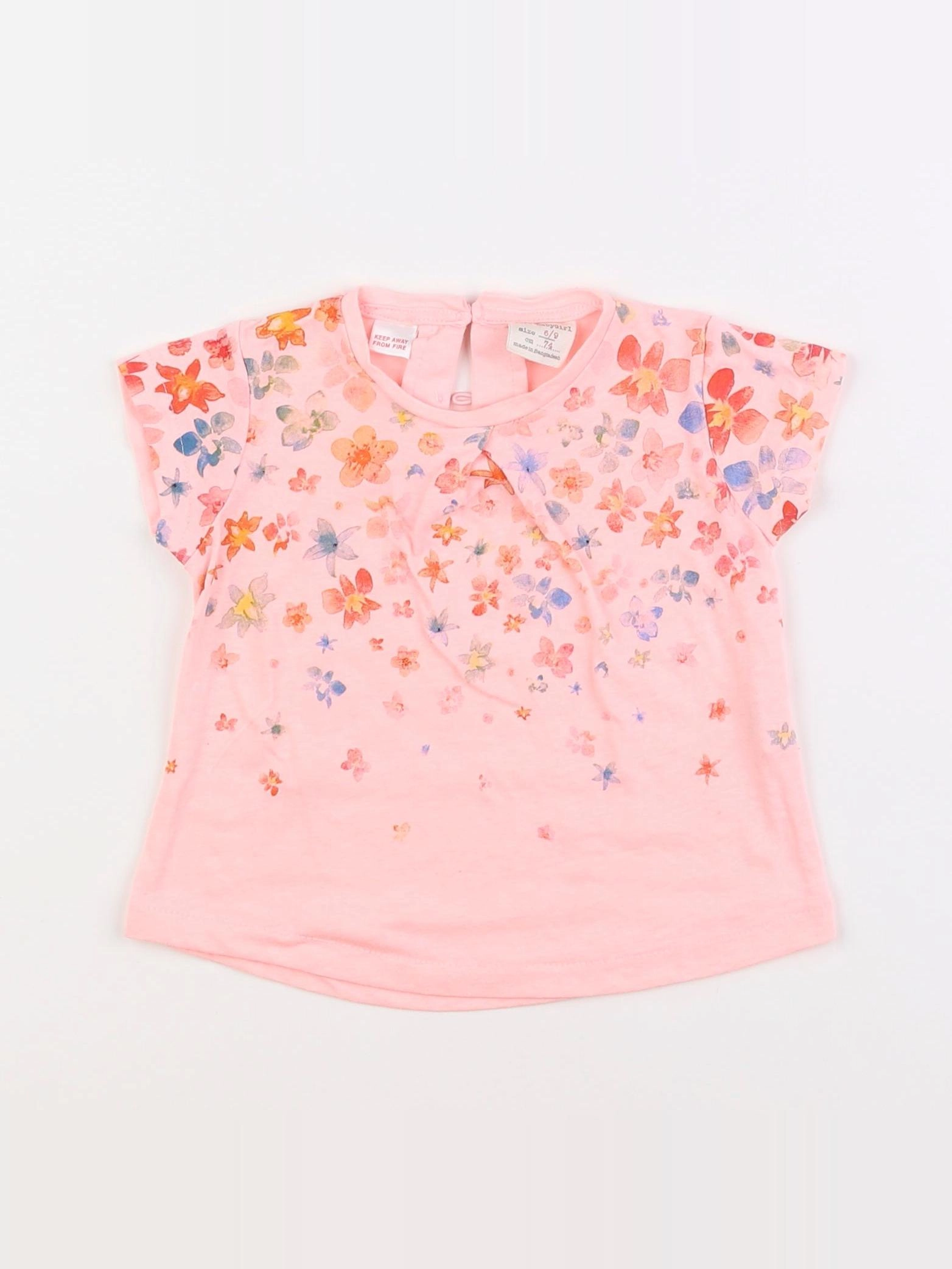 Zara - tee-shirt rose - 6/9 mois
