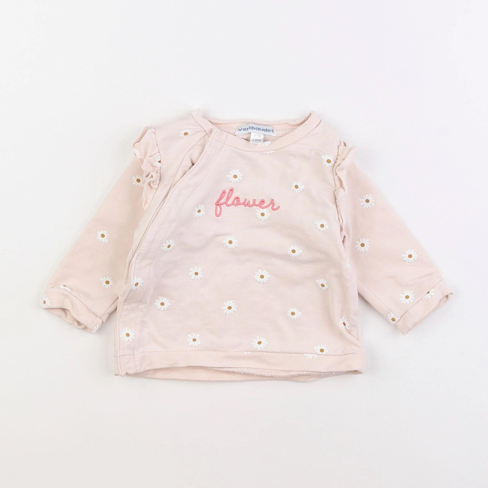 Vertbaudet - sweat rose - 6 mois