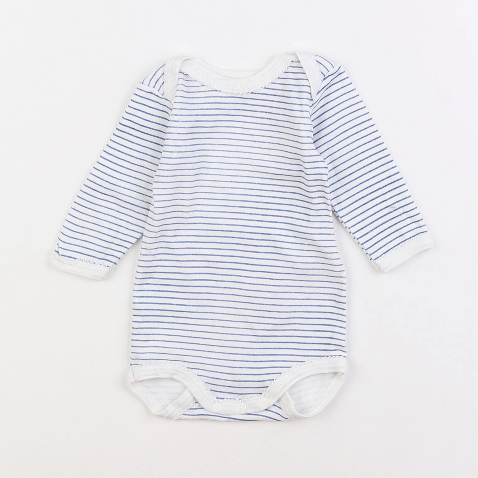Petit Bateau - body bleu, argent - 3 mois