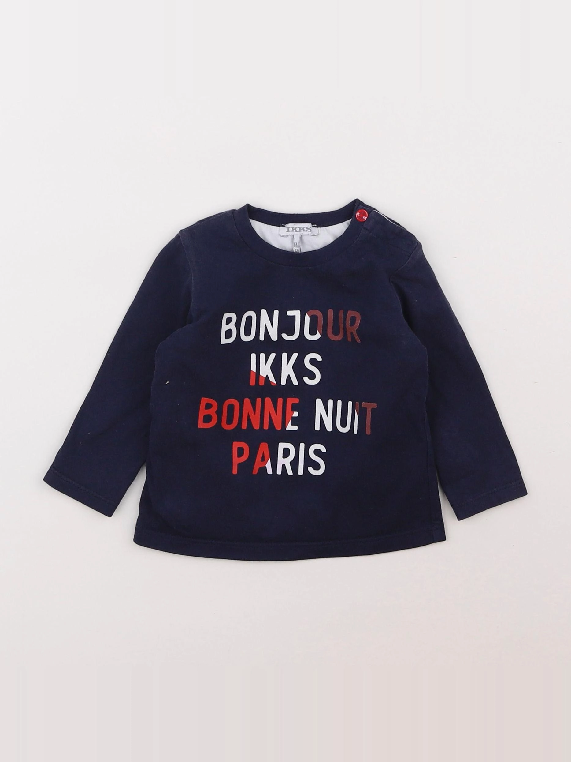 IKKS - tee-shirt réversible blanc, bleu - 6 mois