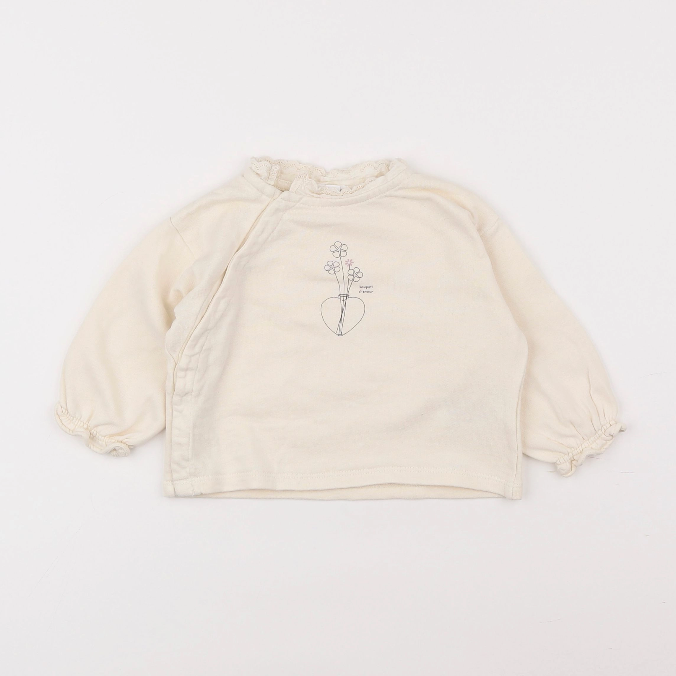 Vertbaudet - sweat beige - 9 mois