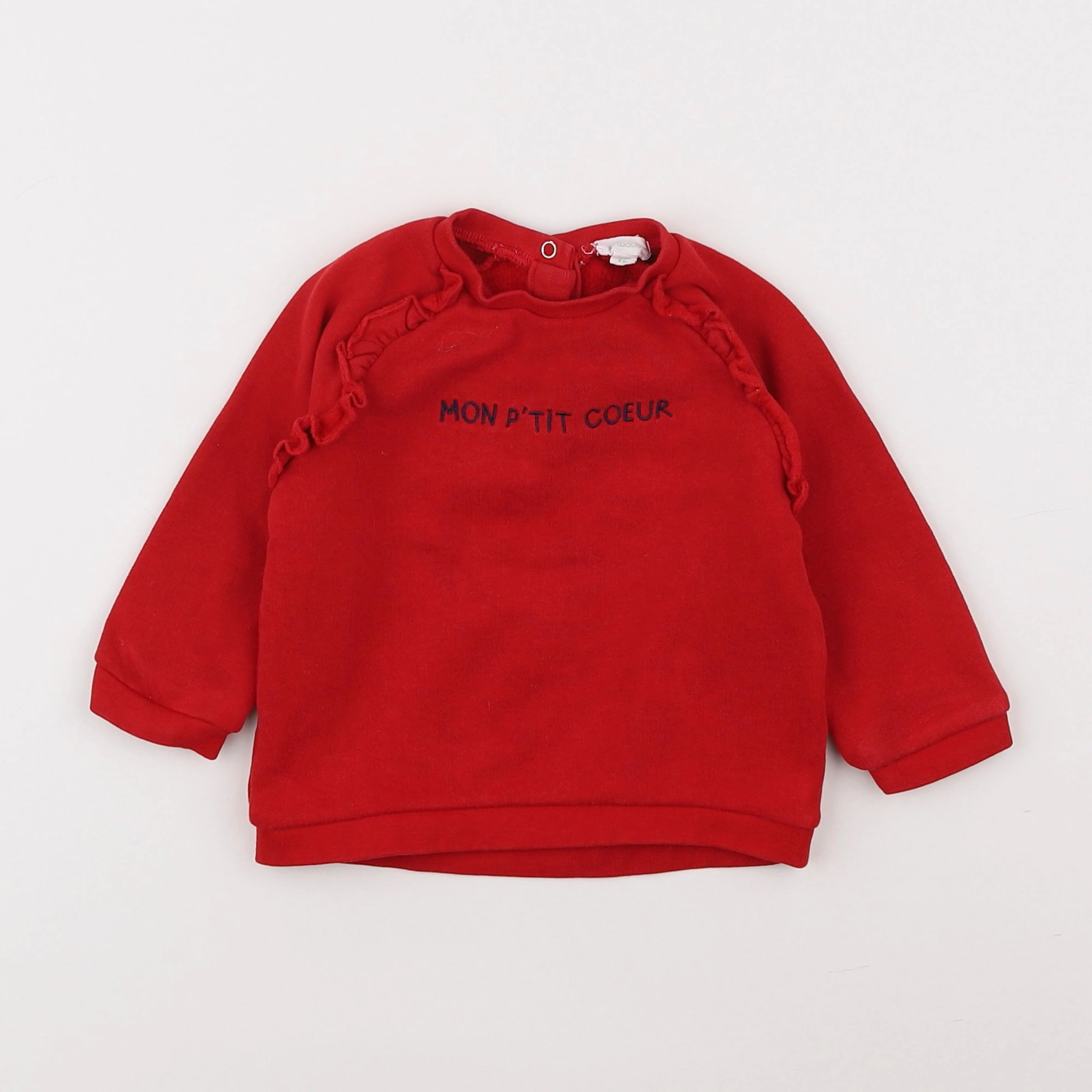 Vertbaudet - sweat rouge - 9 mois