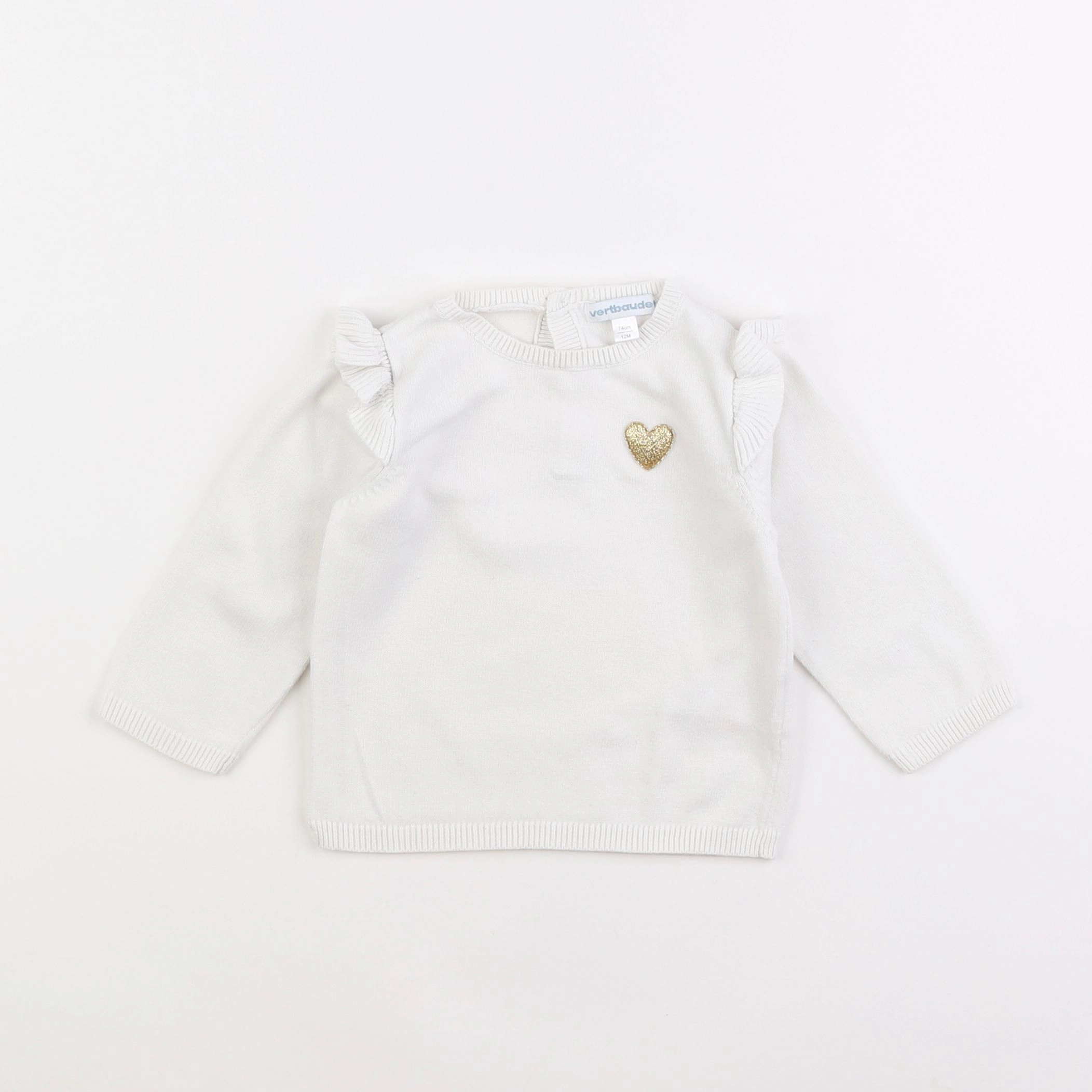 Vertbaudet - pull blanc - 12 mois