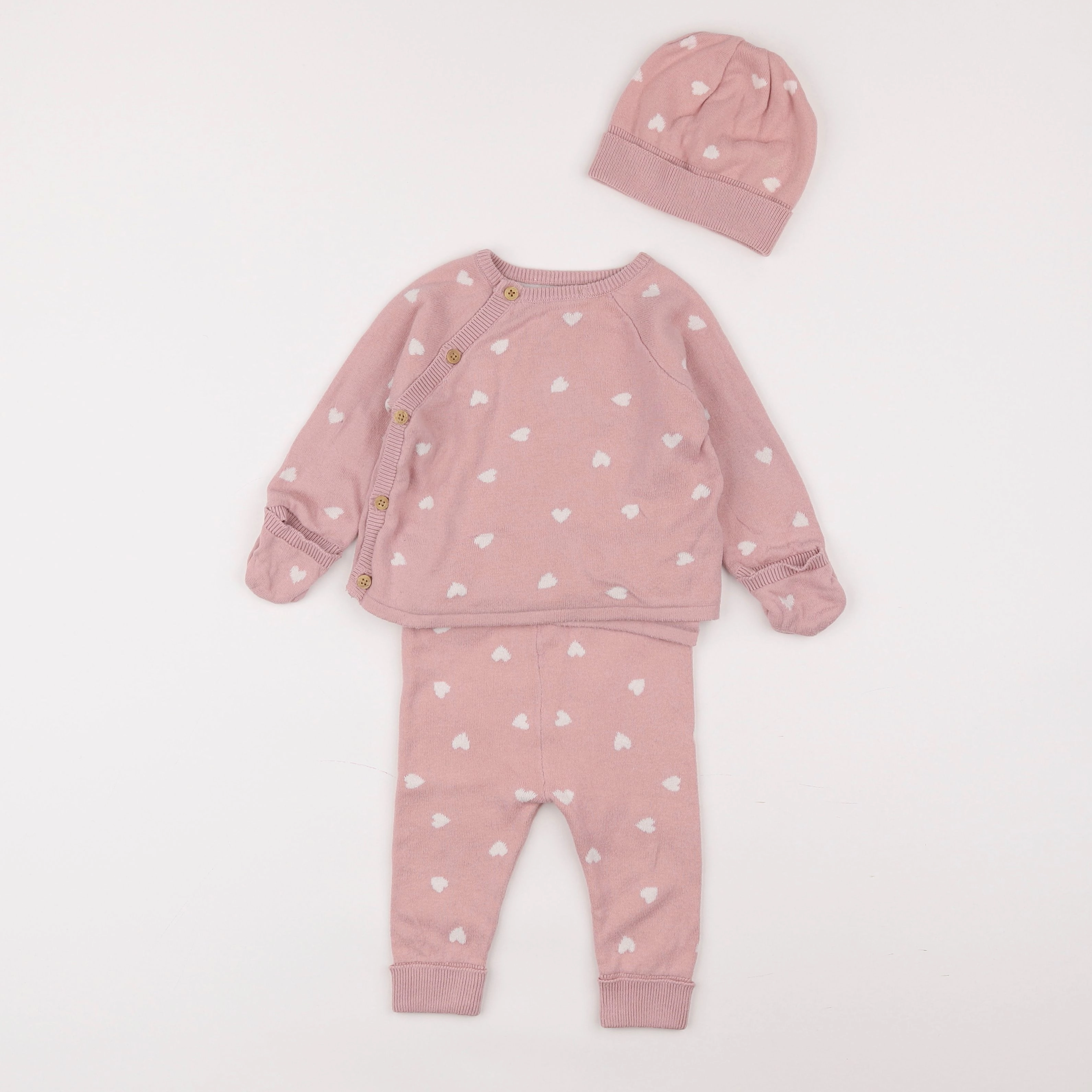 Vertbaudet - ensemble rose - 3/6 mois