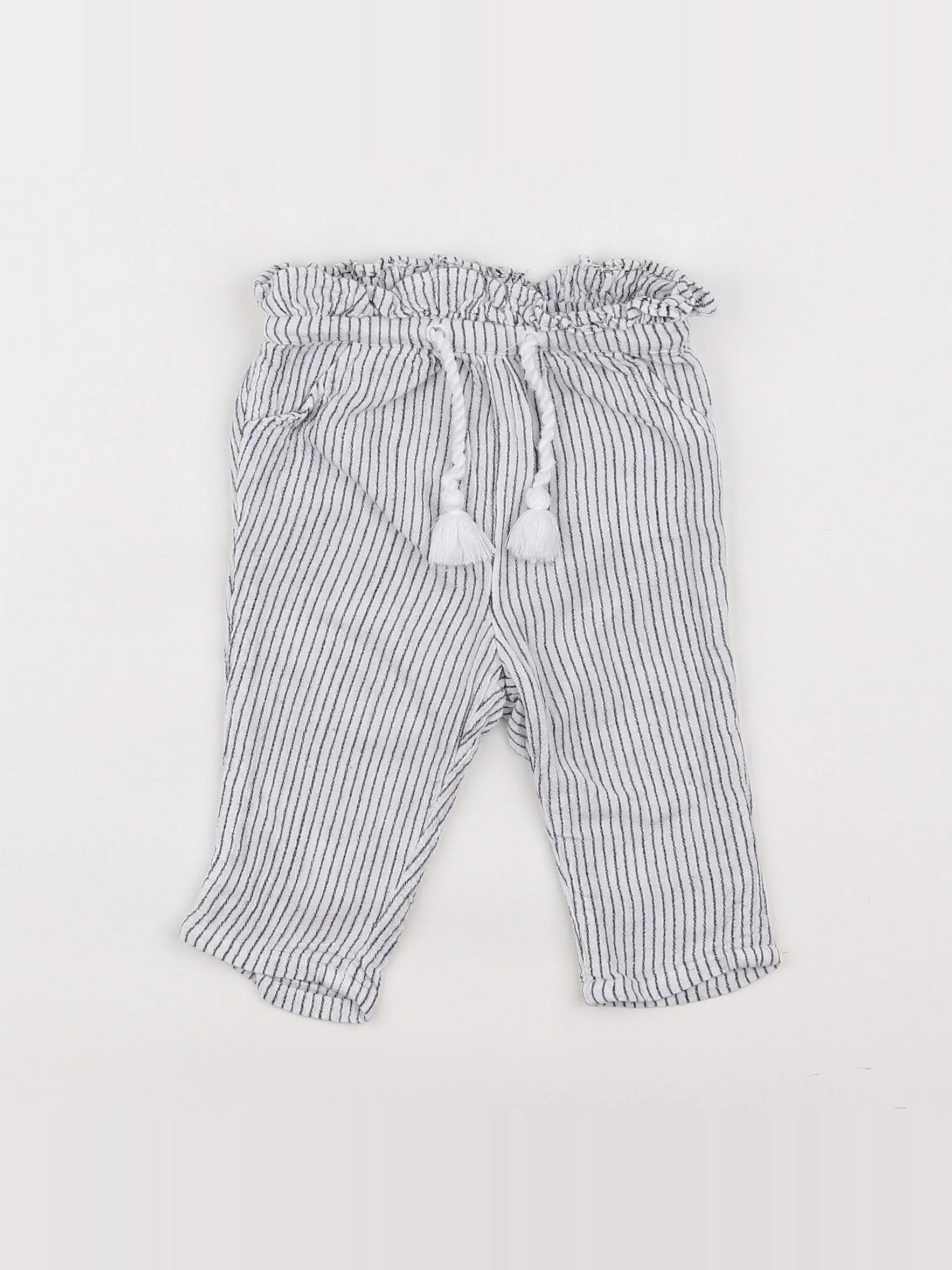 Cyrillus - pantalon bleu, blanc - 6 mois