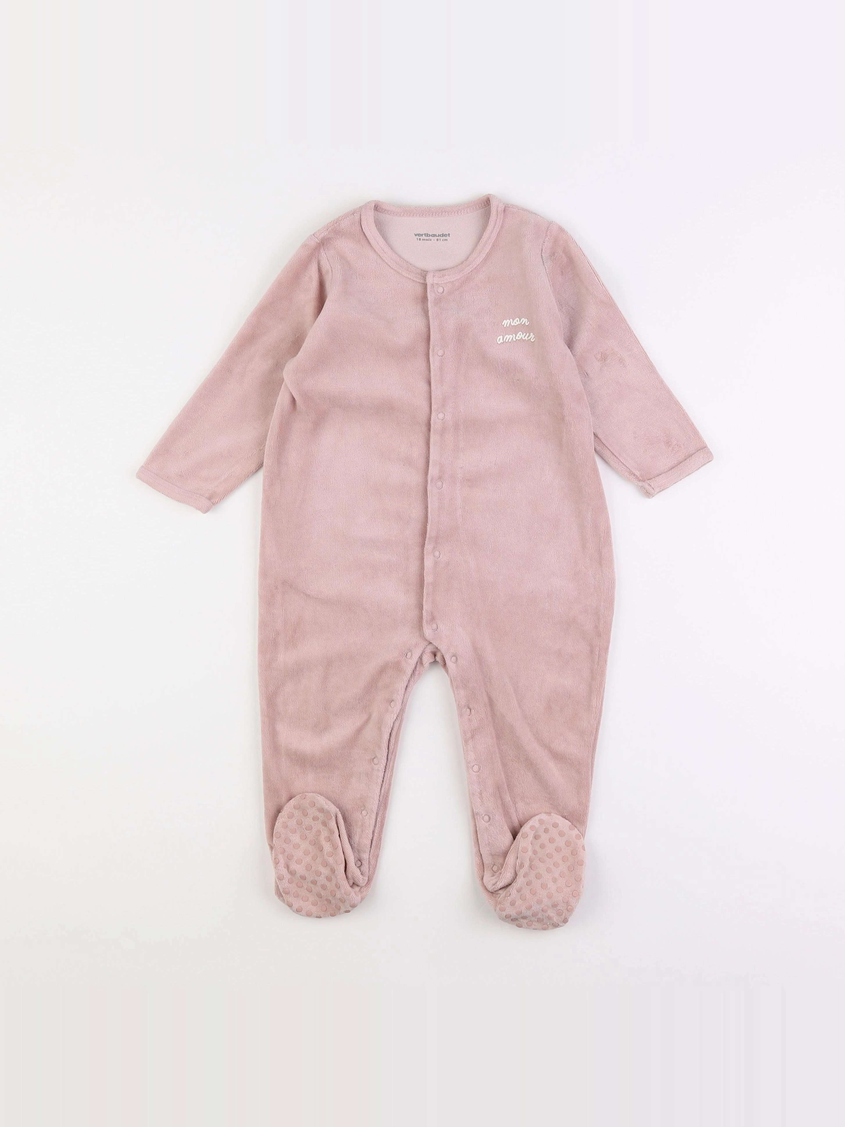 Vertbaudet - pyjama velours rose - 18 mois