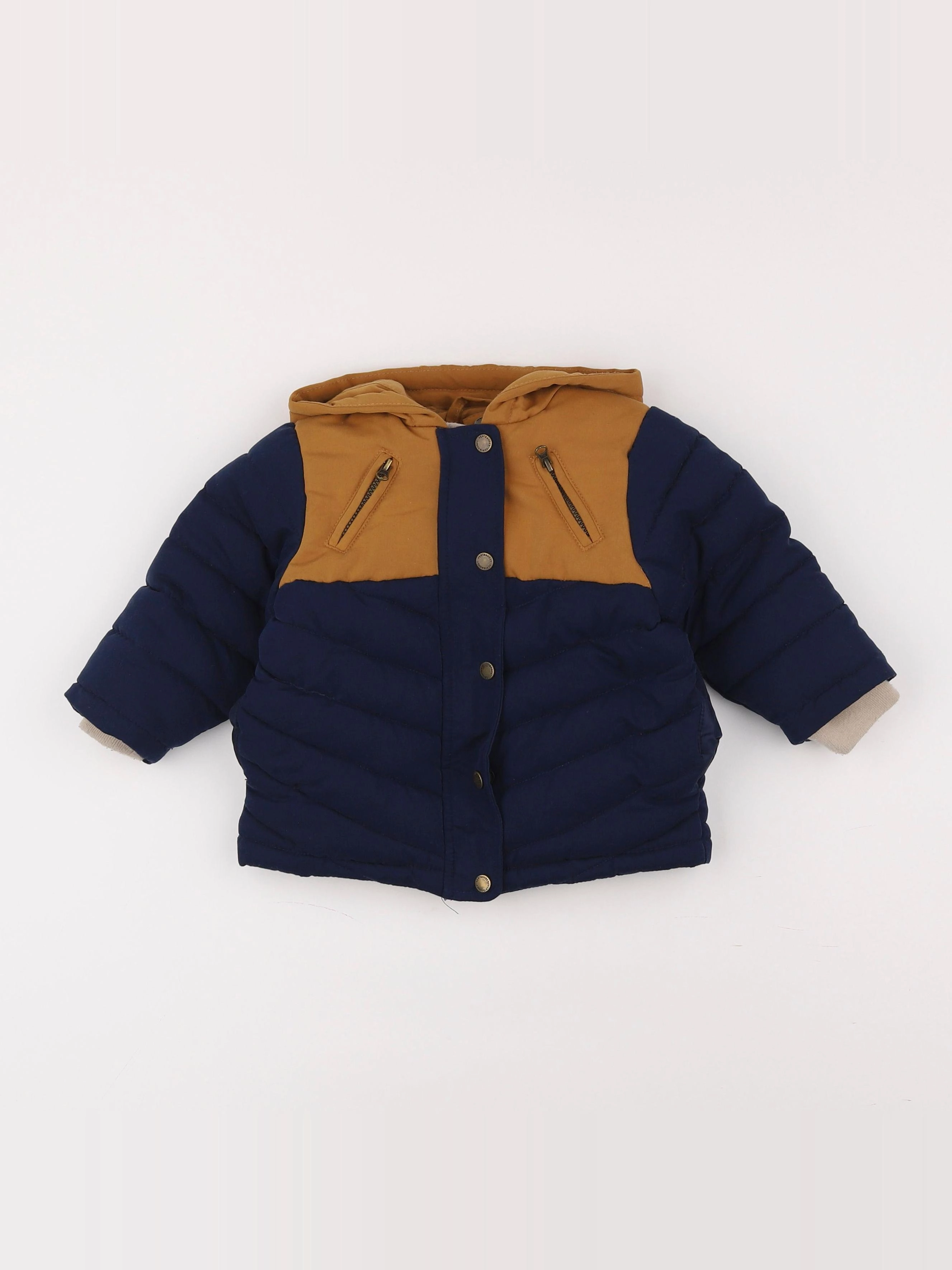 Vertbaudet - parka bleu, marron - 12 mois
