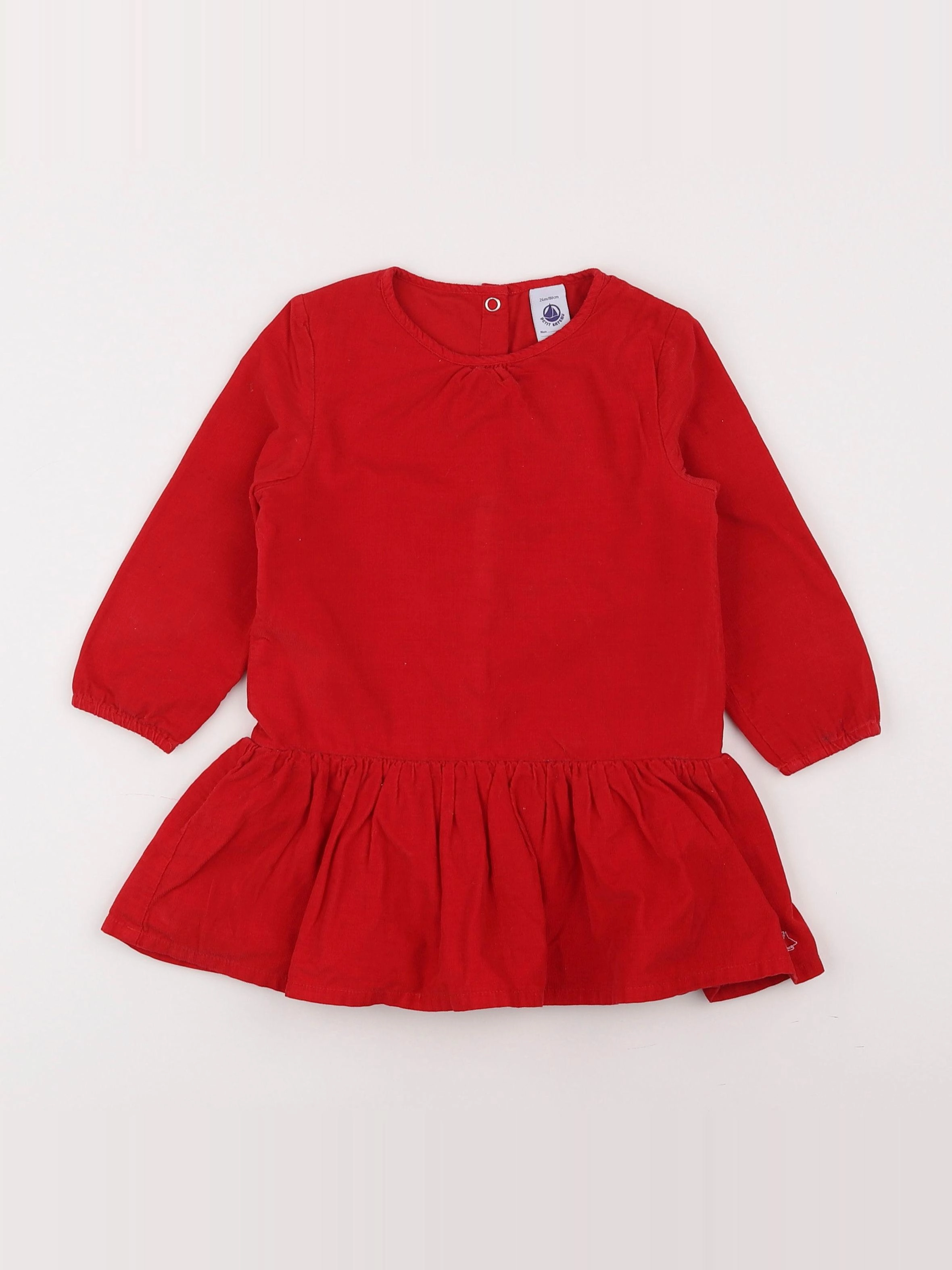Petit Bateau - robe rouge - 2 ans