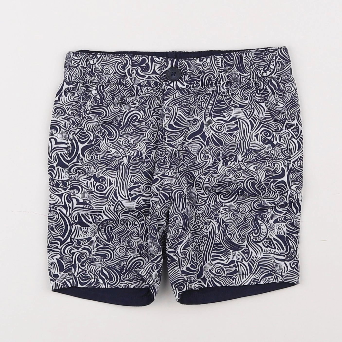 IKKS - short réversible bleu, blanc - 18 mois