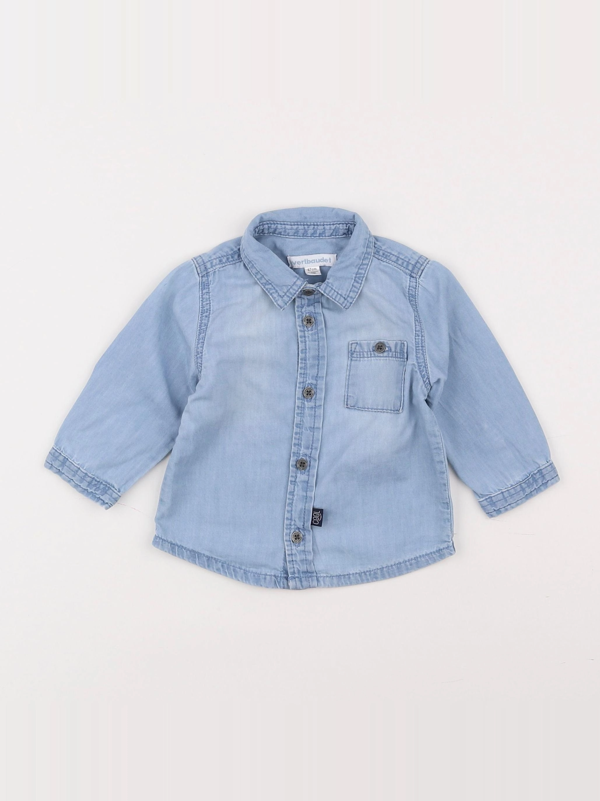 Vertbaudet - chemise bleu - 6 mois