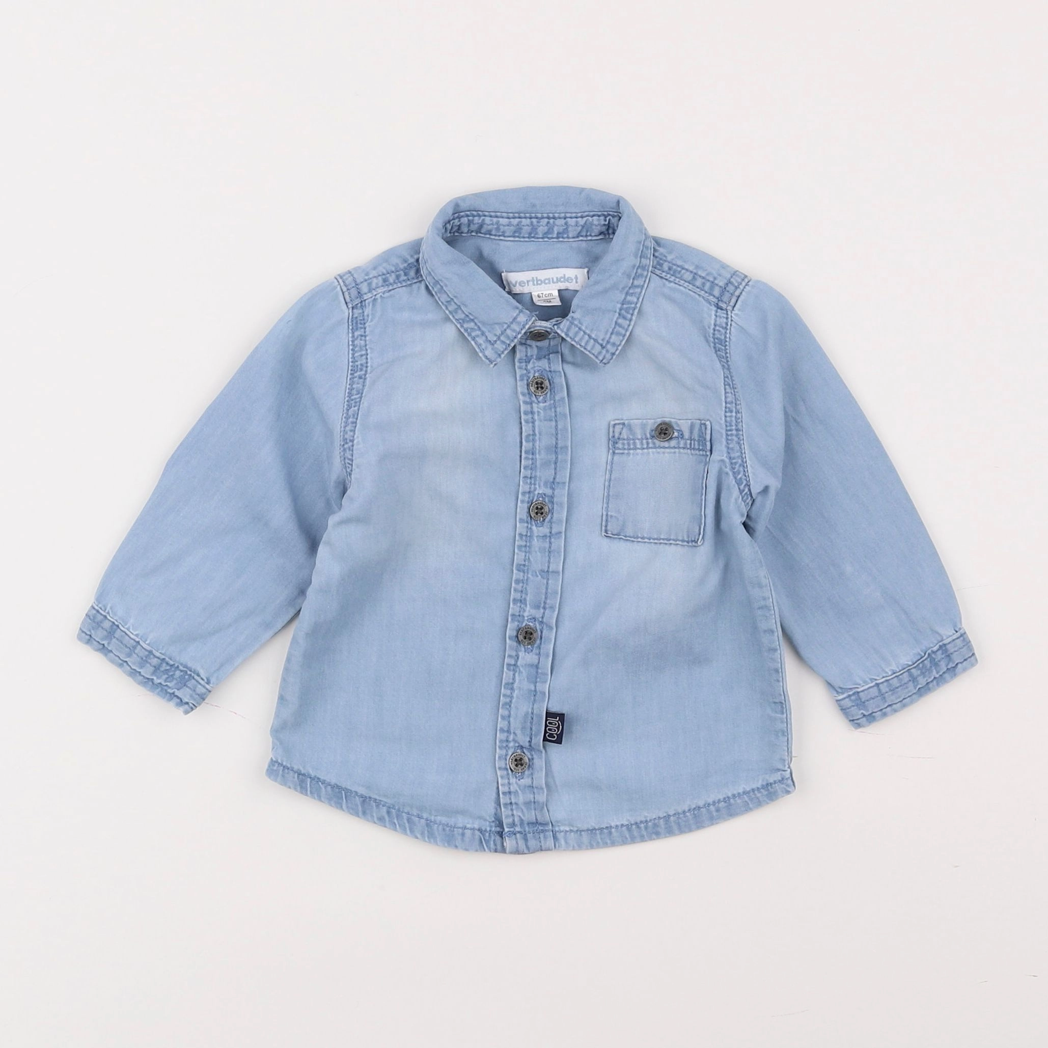 Vertbaudet - chemise bleu - 6 mois
