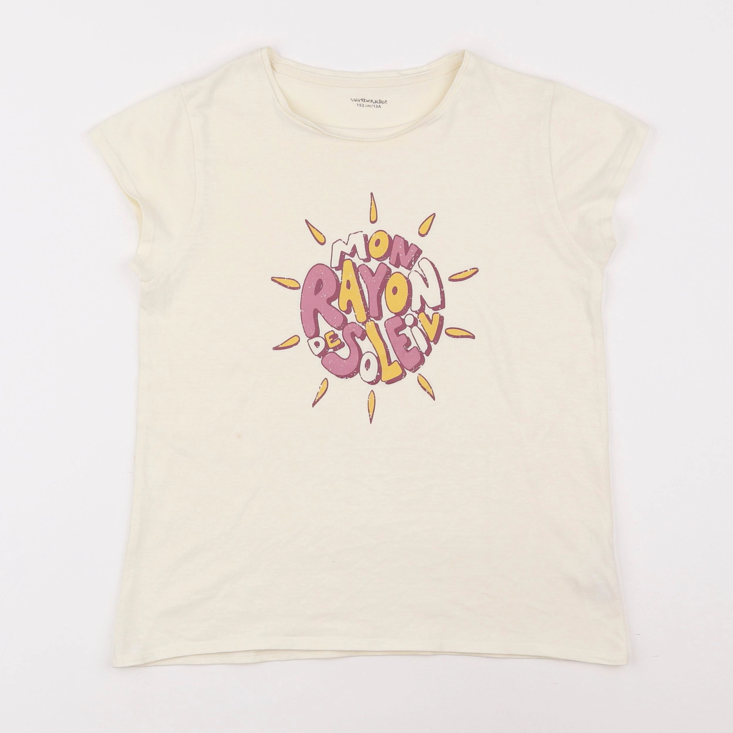 Vertbaudet - tee-shirt beige - 12 ans