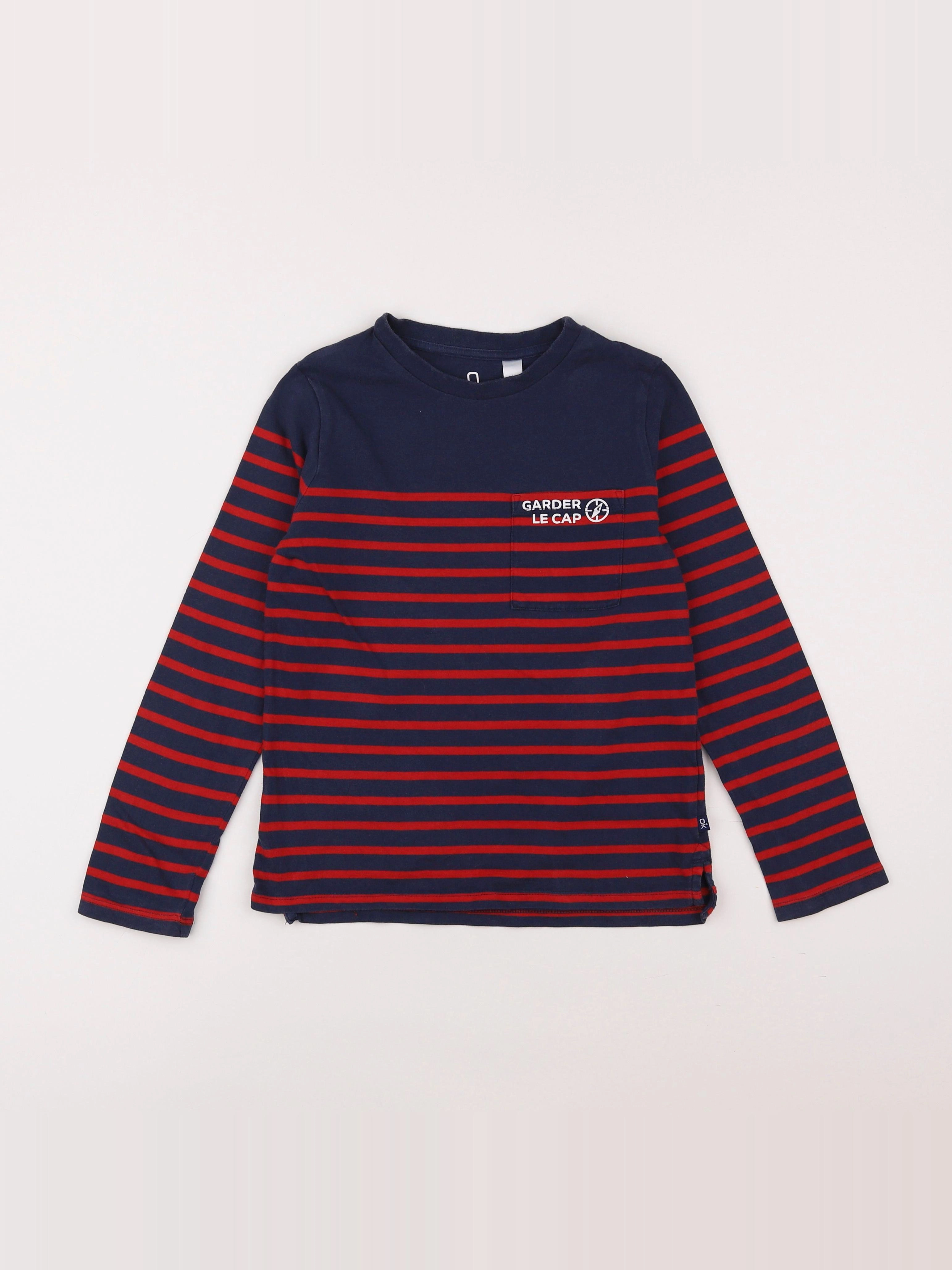 Okaidi - tee-shirt bleu, rouge - 8 ans
