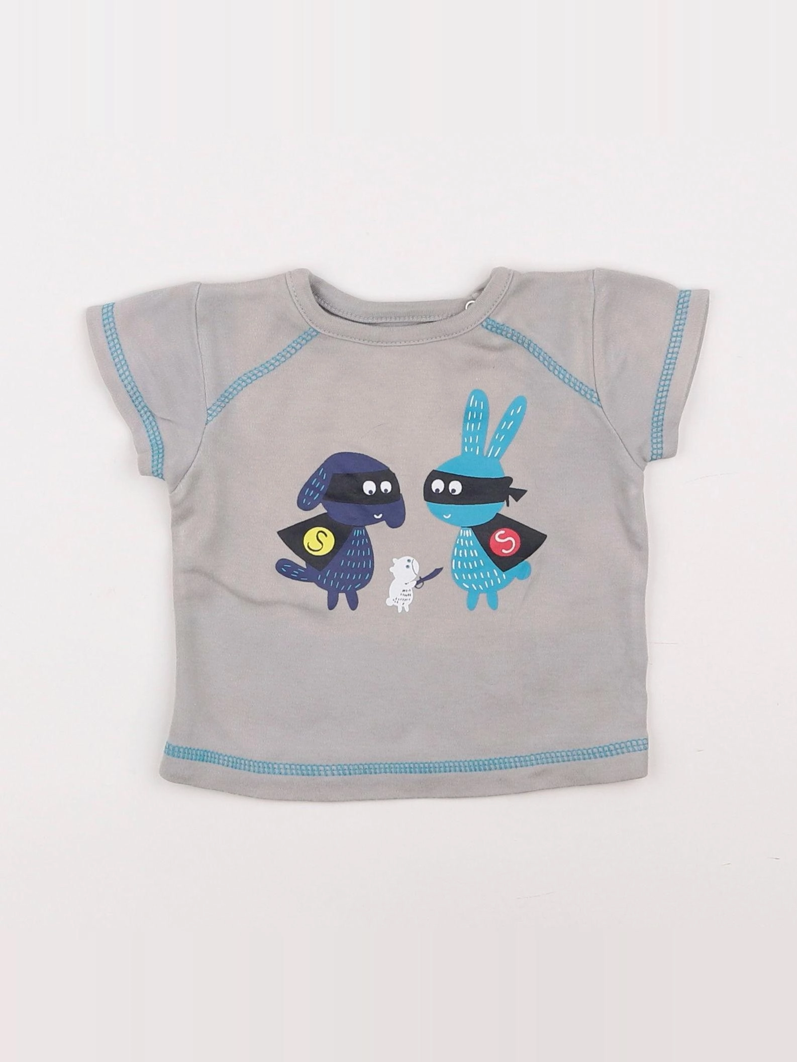 La queue du chat - tee-shirt gris - 3 mois