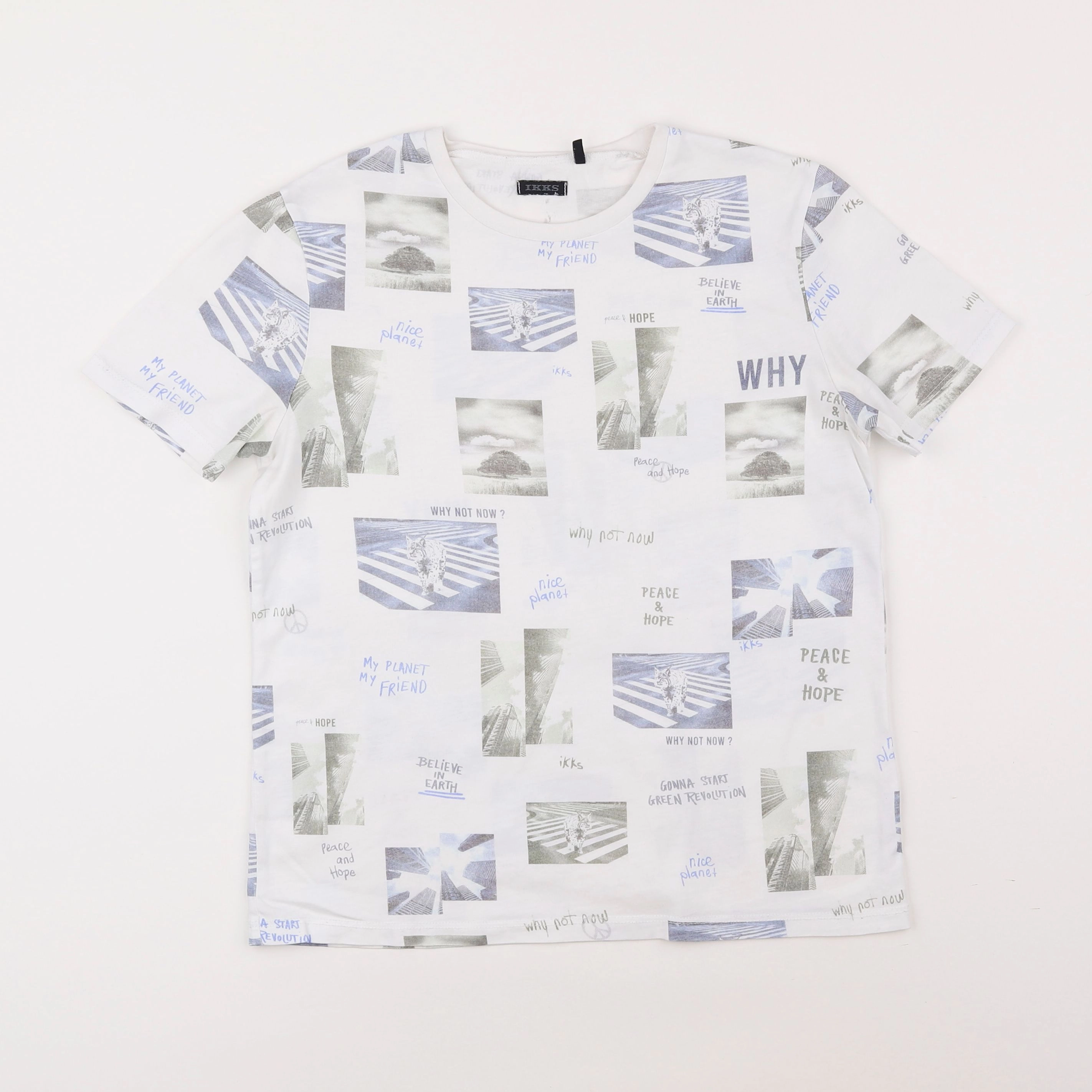 IKKS - tee-shirt beige, bleu - 12 ans
