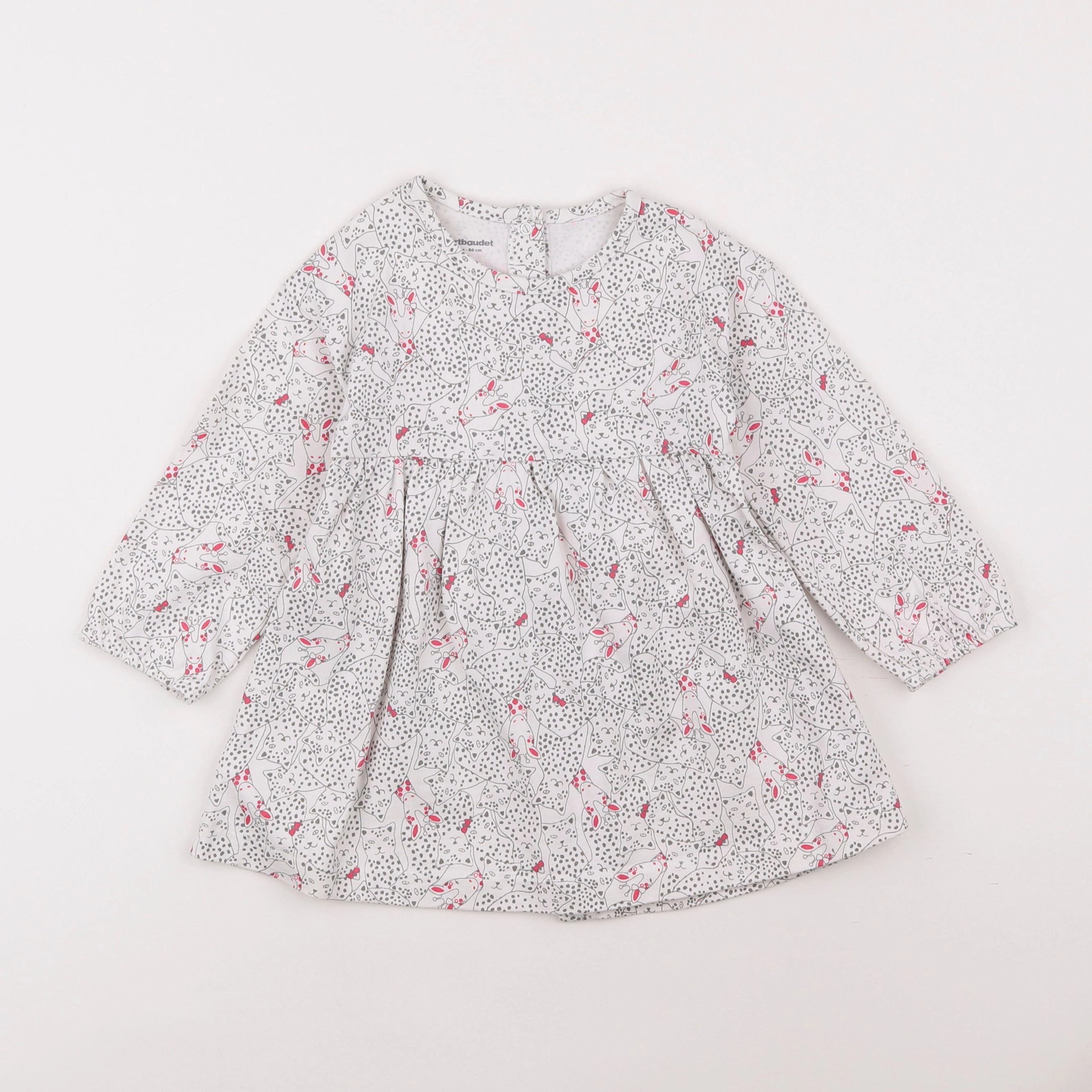 Vertbaudet - robe blanc, gris - 2 ans