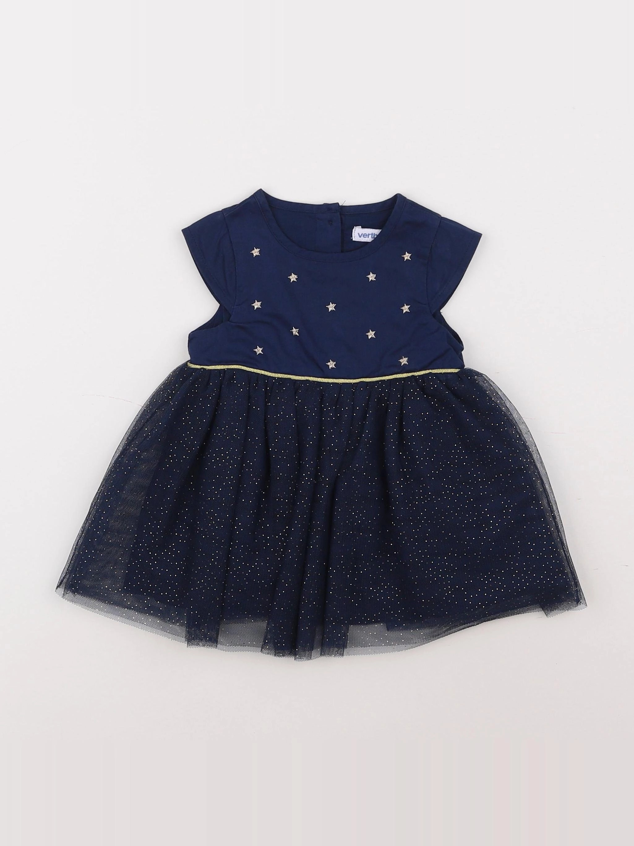 Vertbaudet - robe bleu, or - 3 mois