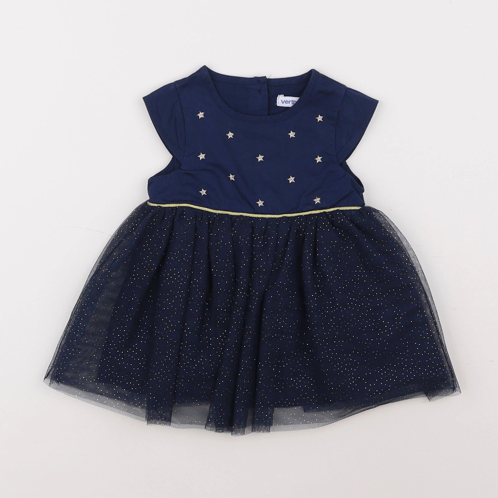 Vertbaudet - robe bleu, or - 3 mois