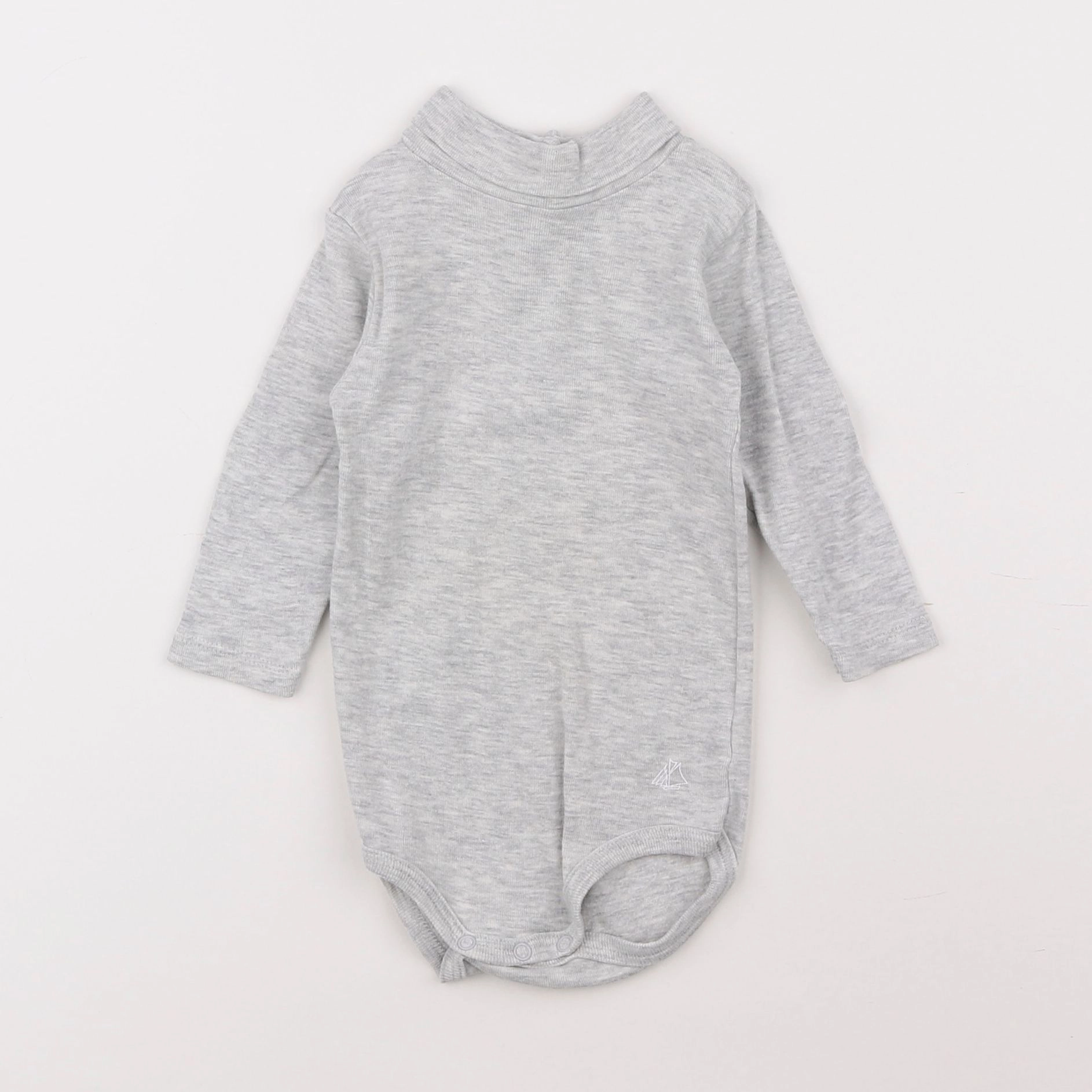 Petit Bateau - body à col gris - 6 mois