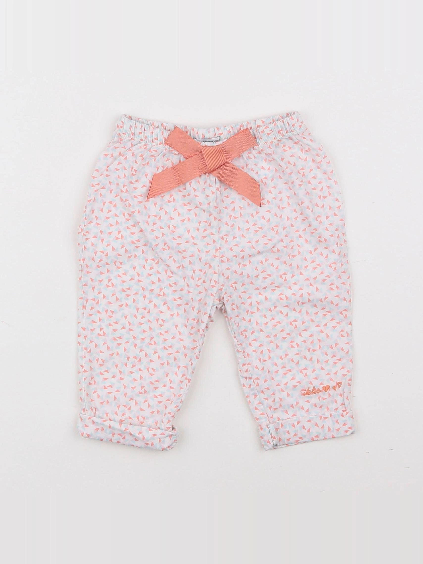 IKKS - pantalon blanc, rose - 6 mois