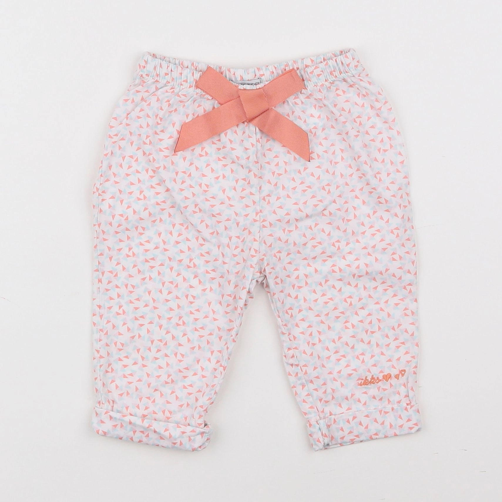 IKKS - pantalon blanc, rose - 6 mois