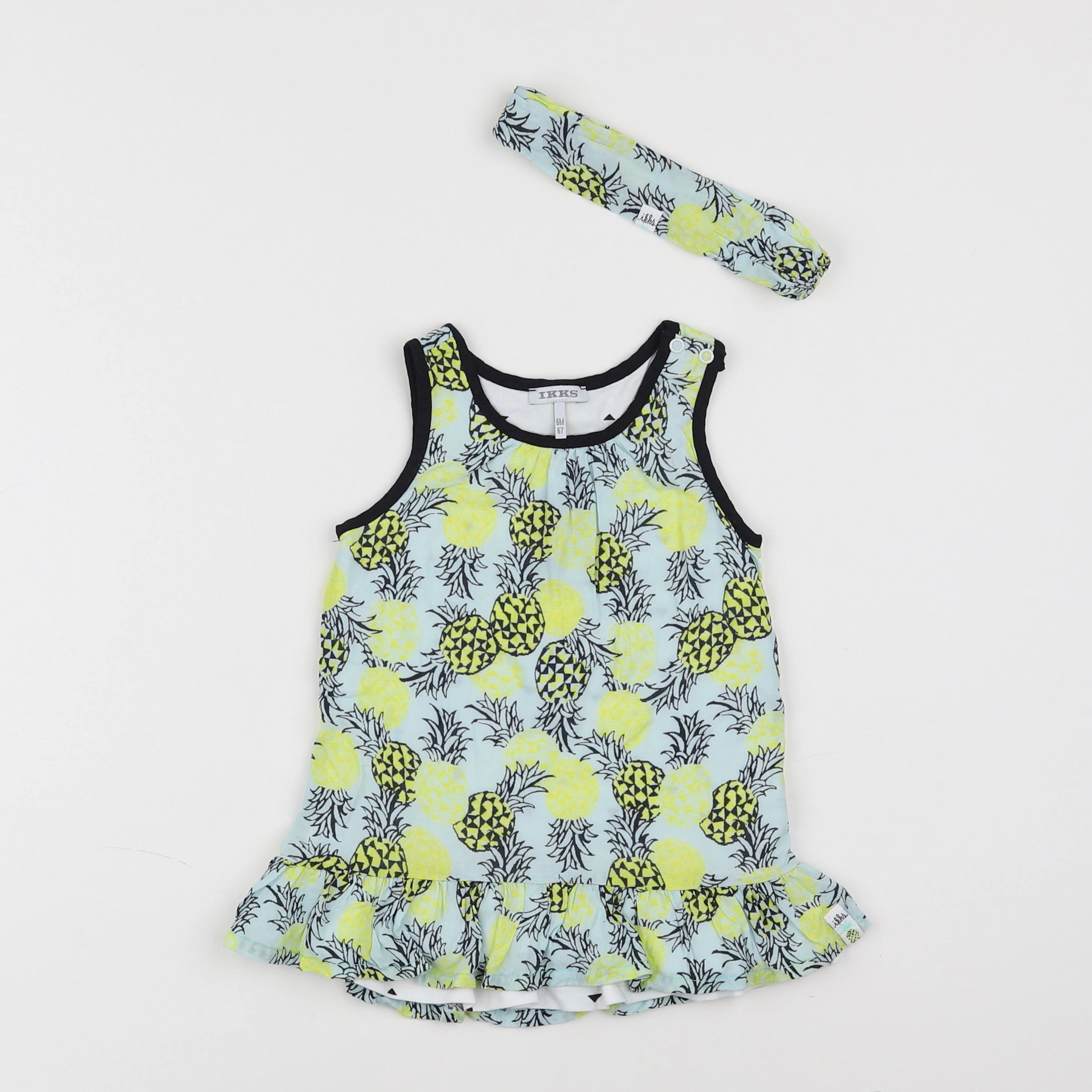 IKKS - robe jaune, bleu - 6 mois