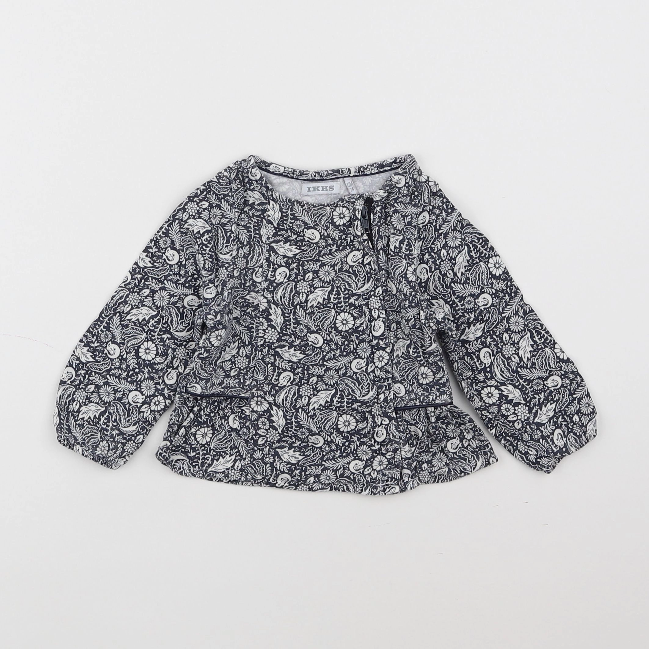 IKKS - blouse bleu, blanc - 12 mois
