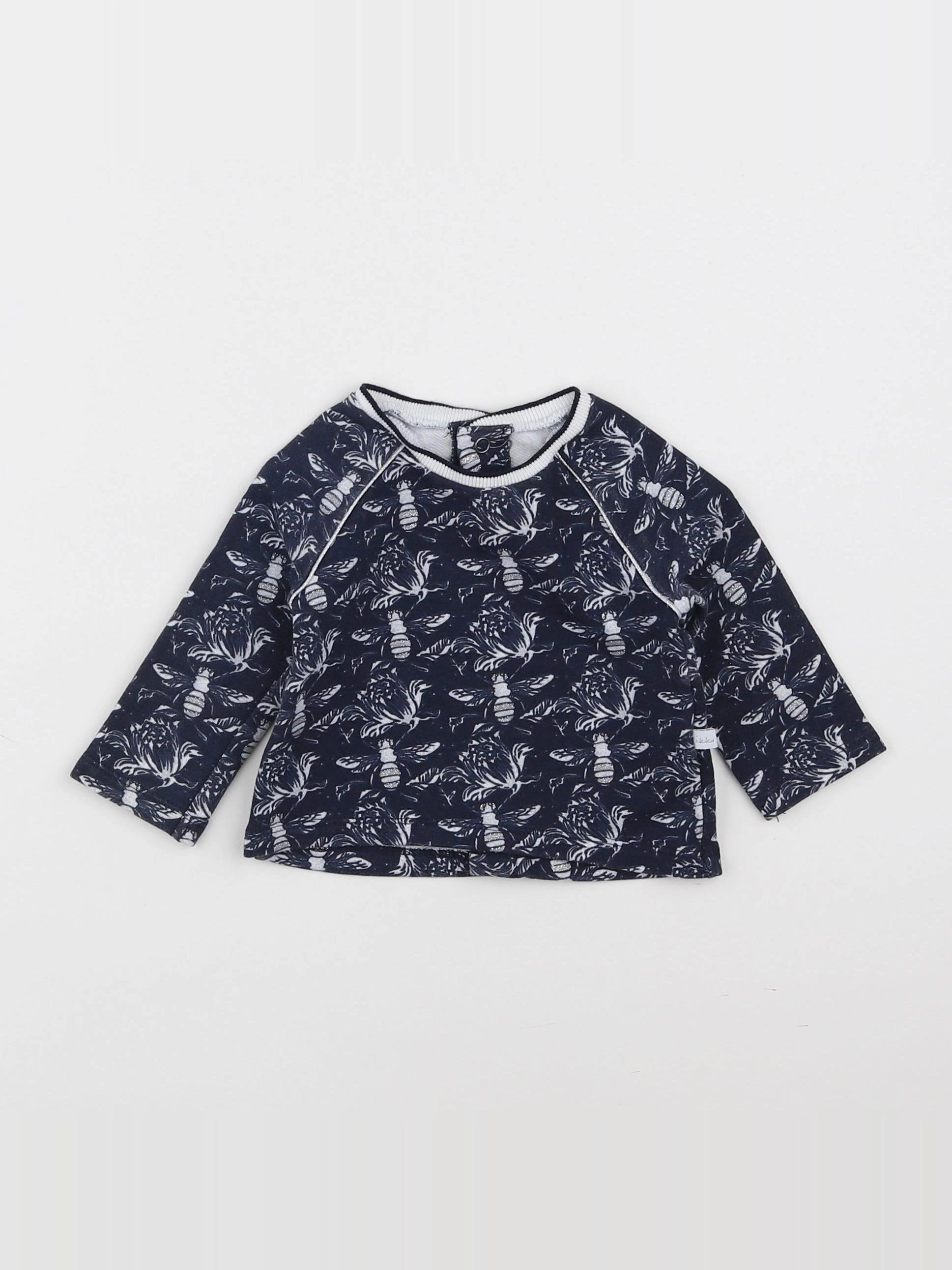 IKKS - sweat bleu, blanc - 3 mois