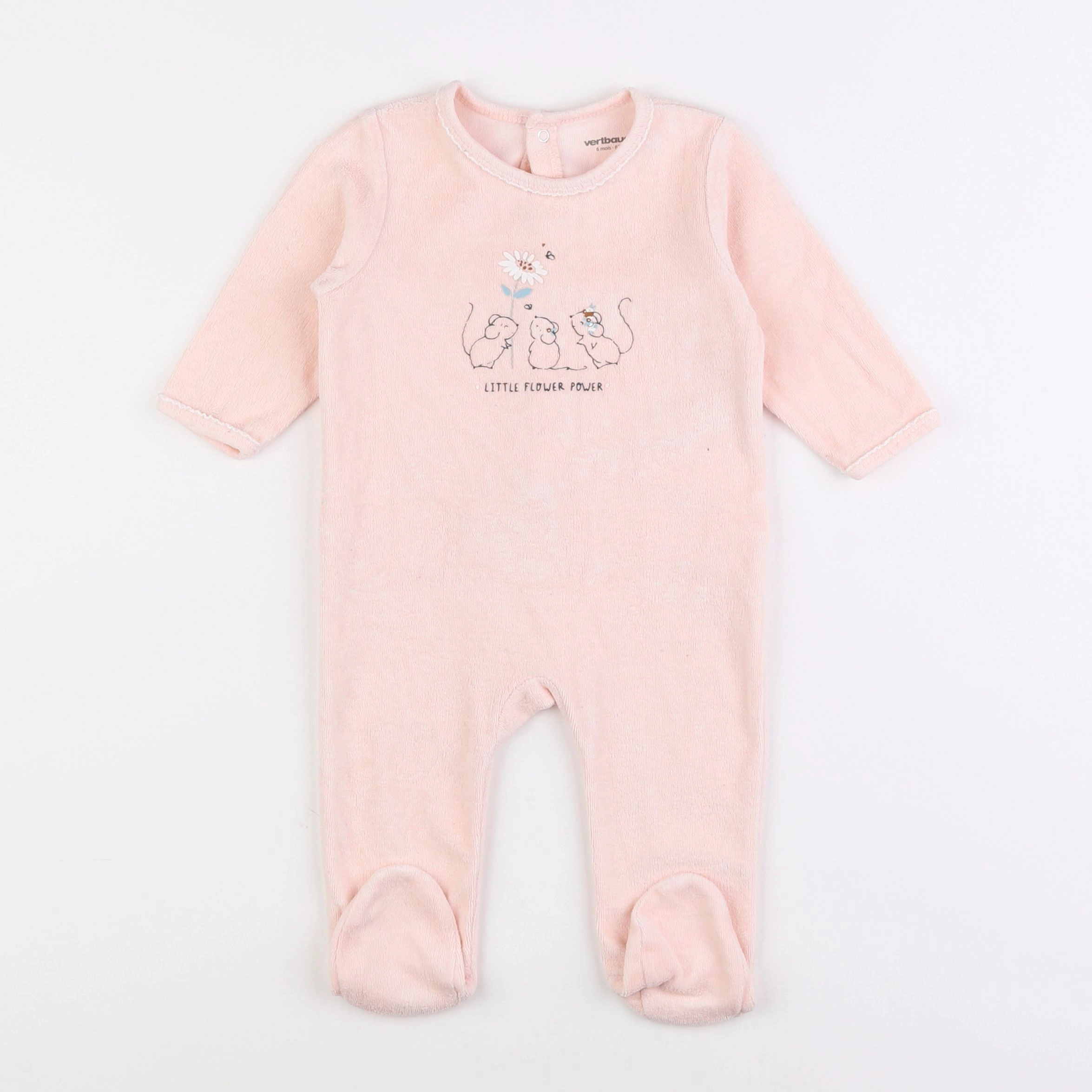 Vertbaudet - pyjama velours rose - 6 mois